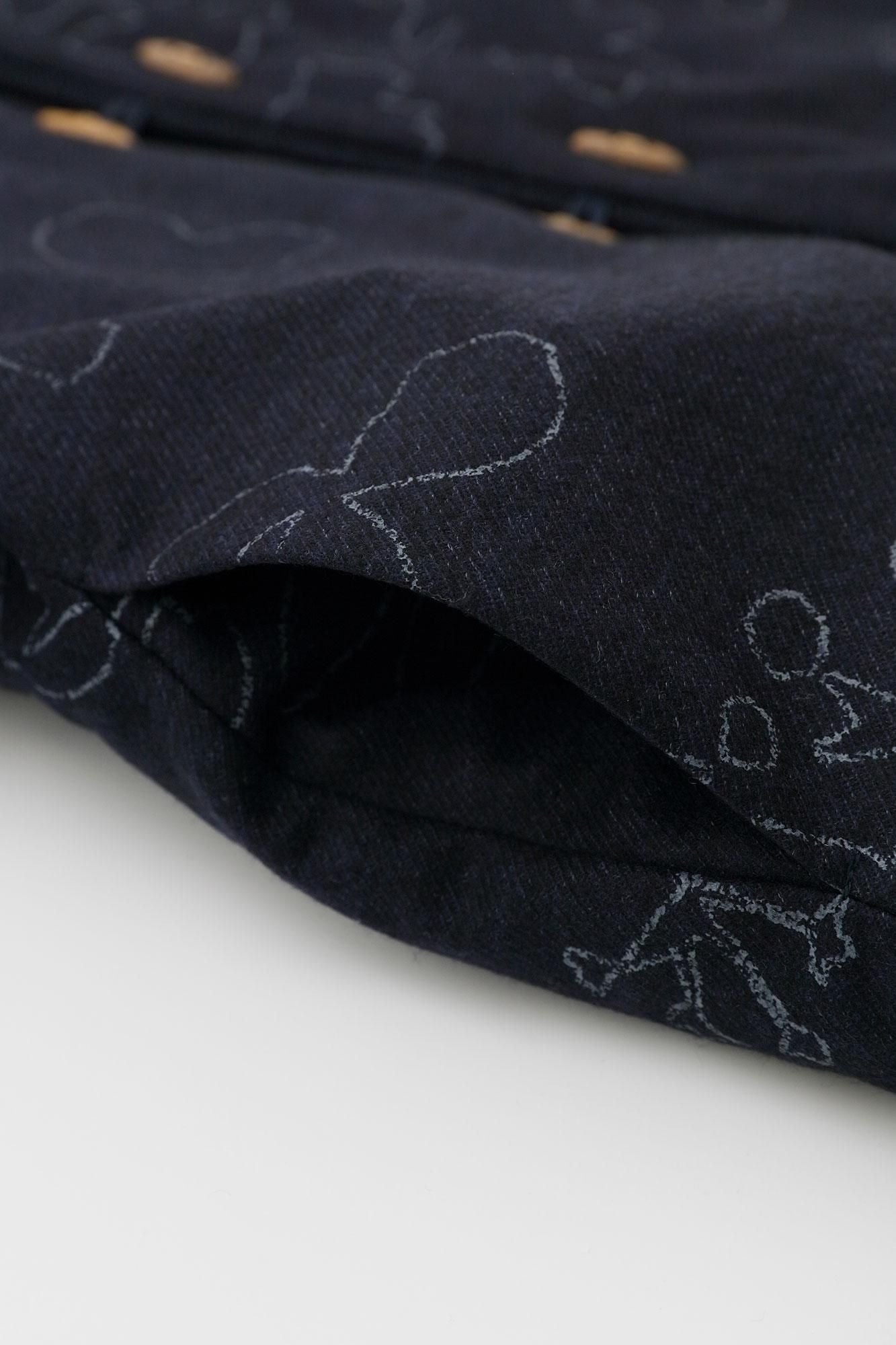 Kersey粗織布  圓弧袖唐羽織外套 夾棉 附裡襯／里山 搖曳 深藍色