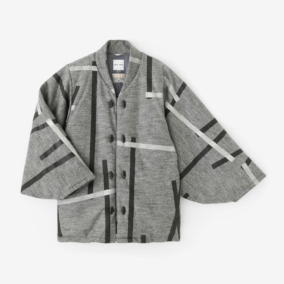 SOU・SOU★美品★薙刀被風★二重織★普通丈★袷★SO-SU-U★濃灰 薙刀被風 袷