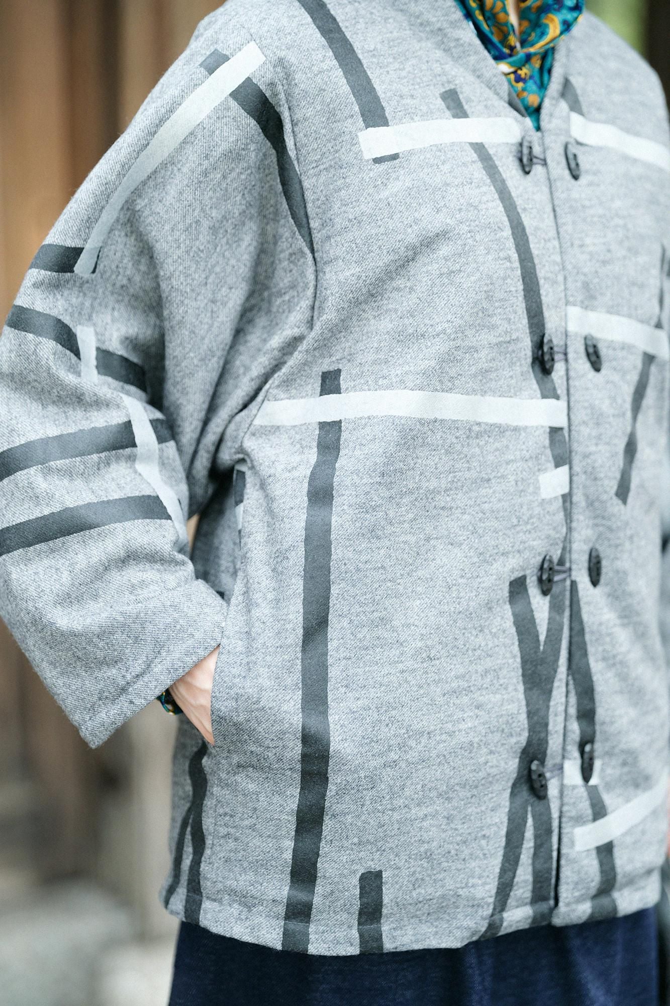 Édition Kersey Naginata karabaori (Nagina karabaori) Remplissage (Nakawataawase) / Tobi (Tobi) Gris chiné (Mokuhai)