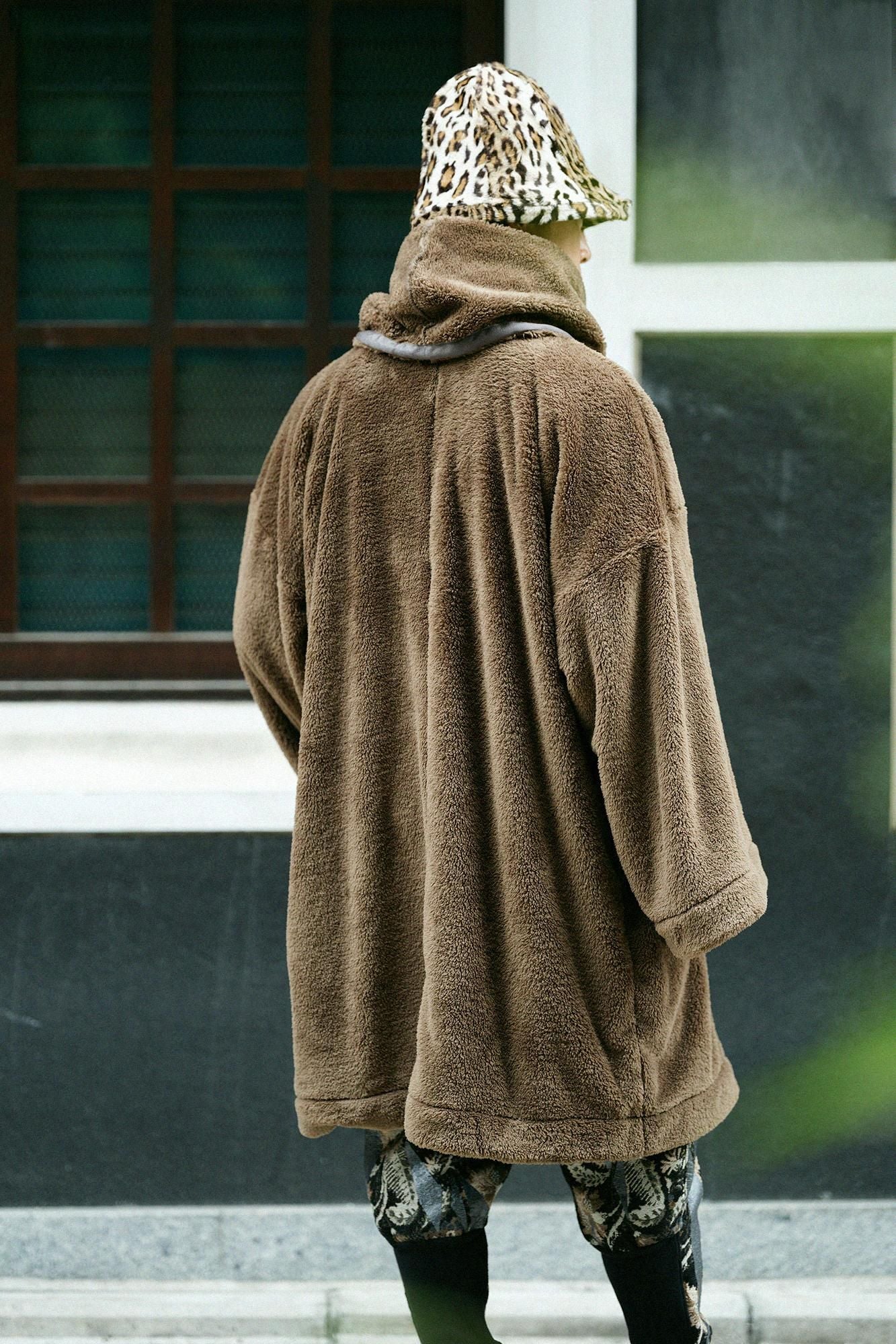 ボア 頭巾外套（ずきんがいとう） 単（ひとえ）／丁字鼠（ちょうじねず）