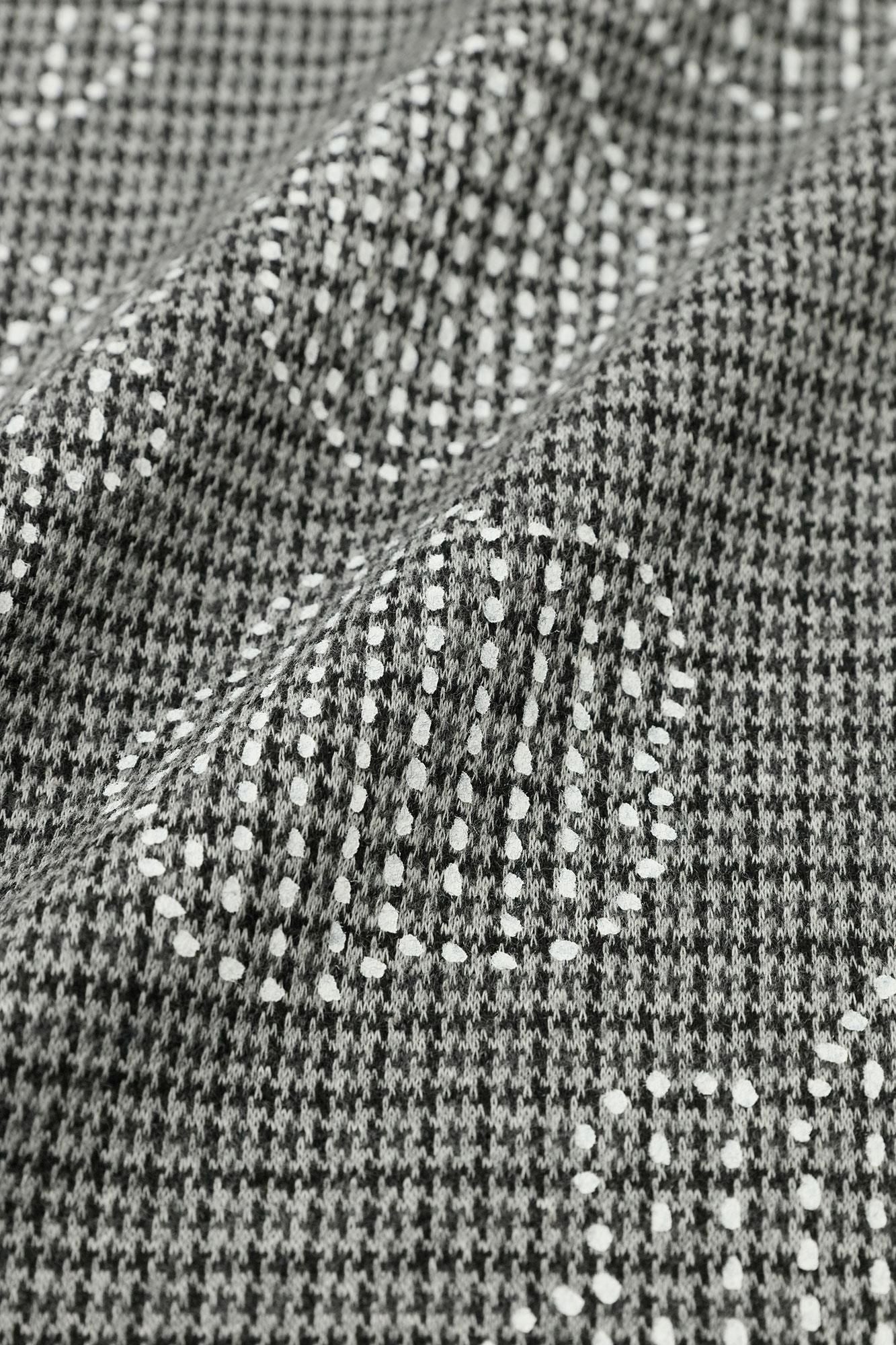 棉毛混紡千鳥格紋編半衿秋聲 高領上衣/青花墨色