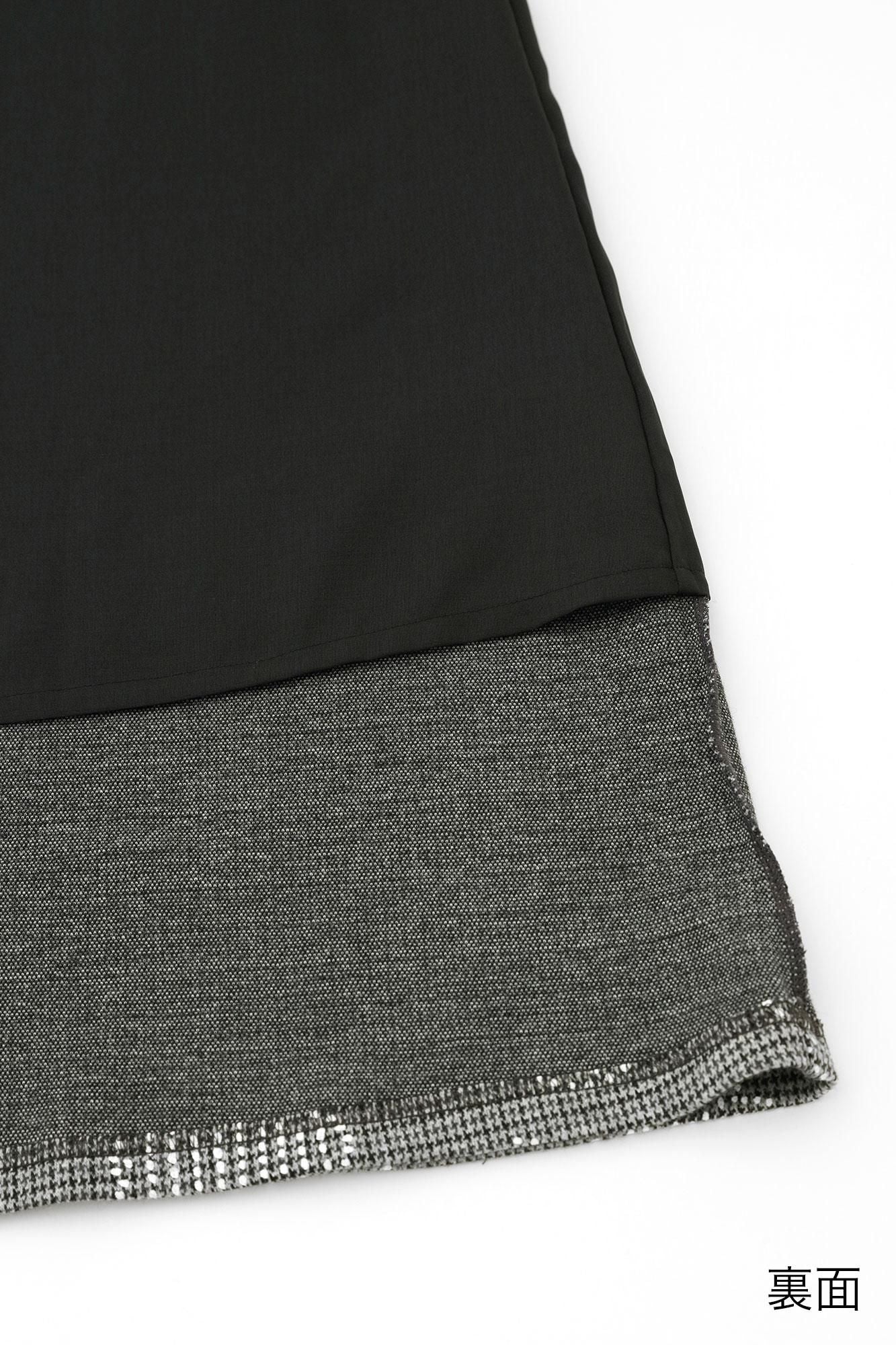 棉毛混紡千鳥格紋編半衿秋聲 高領上衣/青花墨色