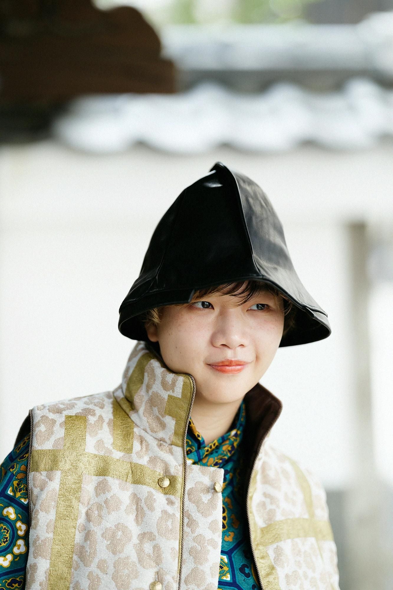 一条笠帽 錣/黑色