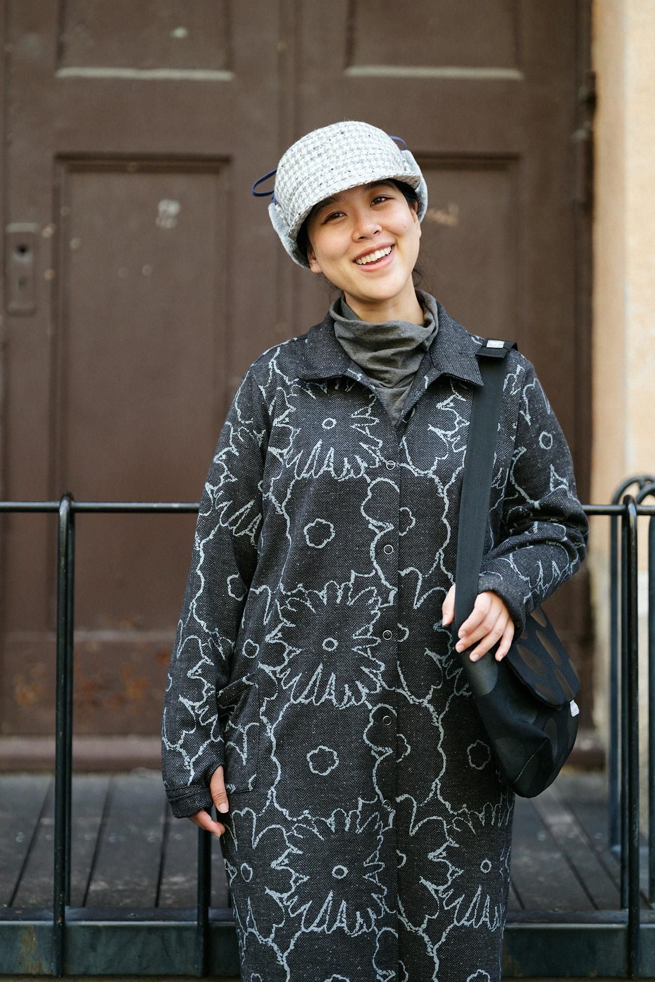 Robe Sanpo en jersey à chevrons / Ink noire d'Orakara Dickie (Sumikuro)