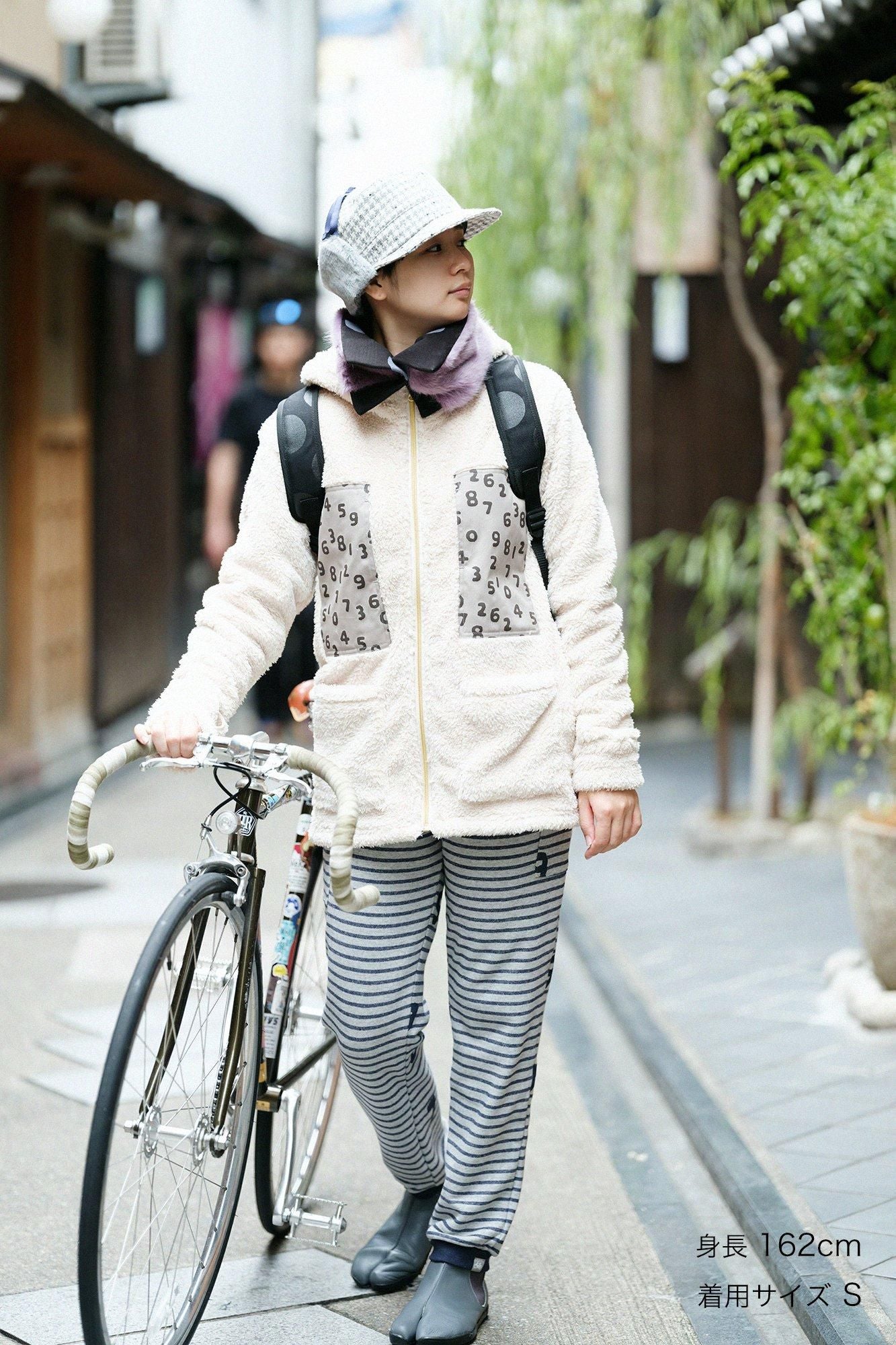 仿毛 DEPO連帽外套／象牙色