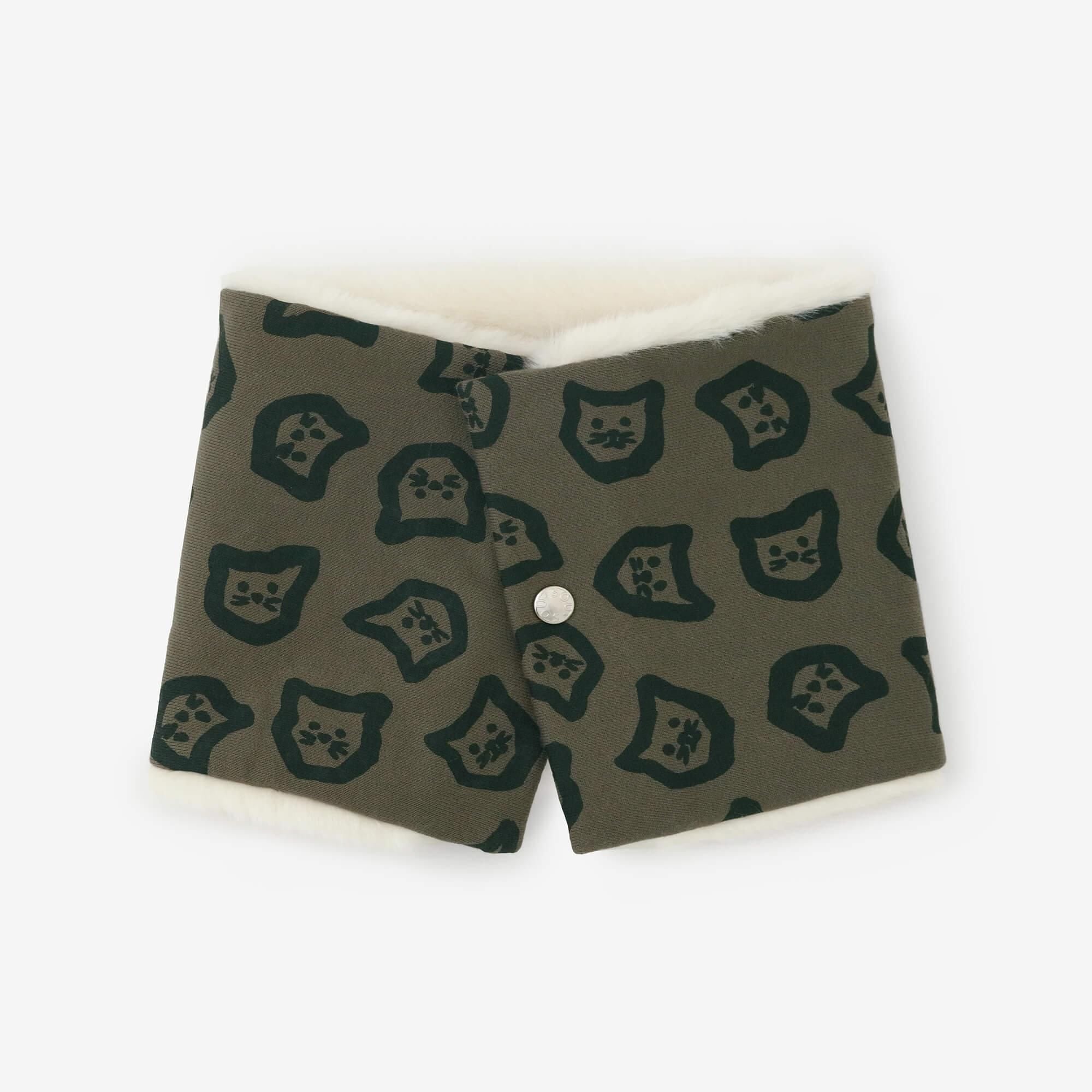 リバーシブル BIKEネックウォーマー／コネコあっちこっち 紺鼠（こんねず）