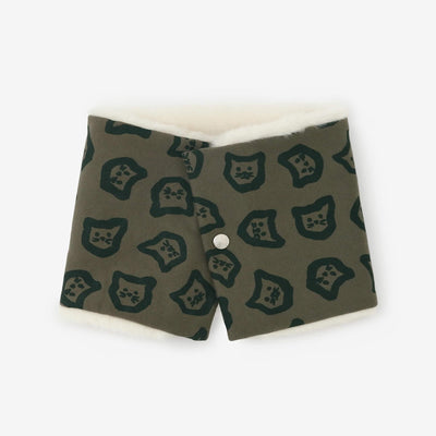 雙面用 BIKE短圍巾／小貓處處 橄欖綠