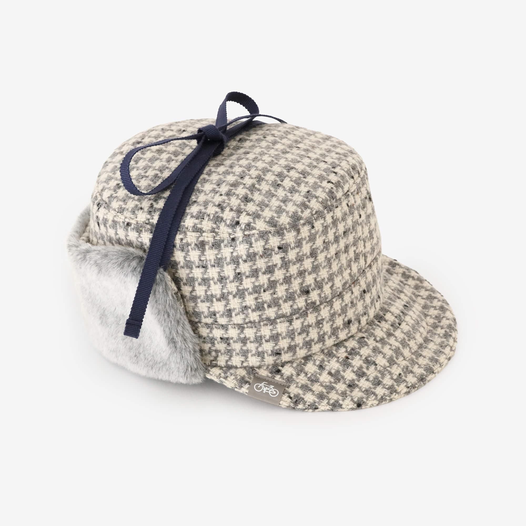 【net限定】ネップツイード ボア BIKE CAP／グレーチェック×SO-SU-U