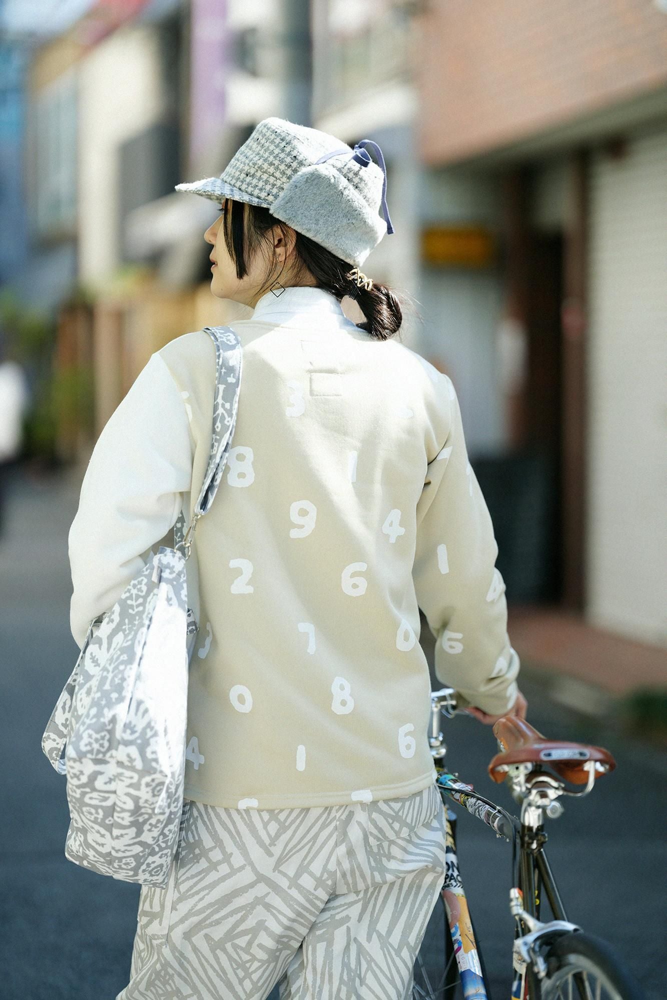 net限定】ネップツイード ボア BIKE CAP／グレーチェック×SO-SU-U