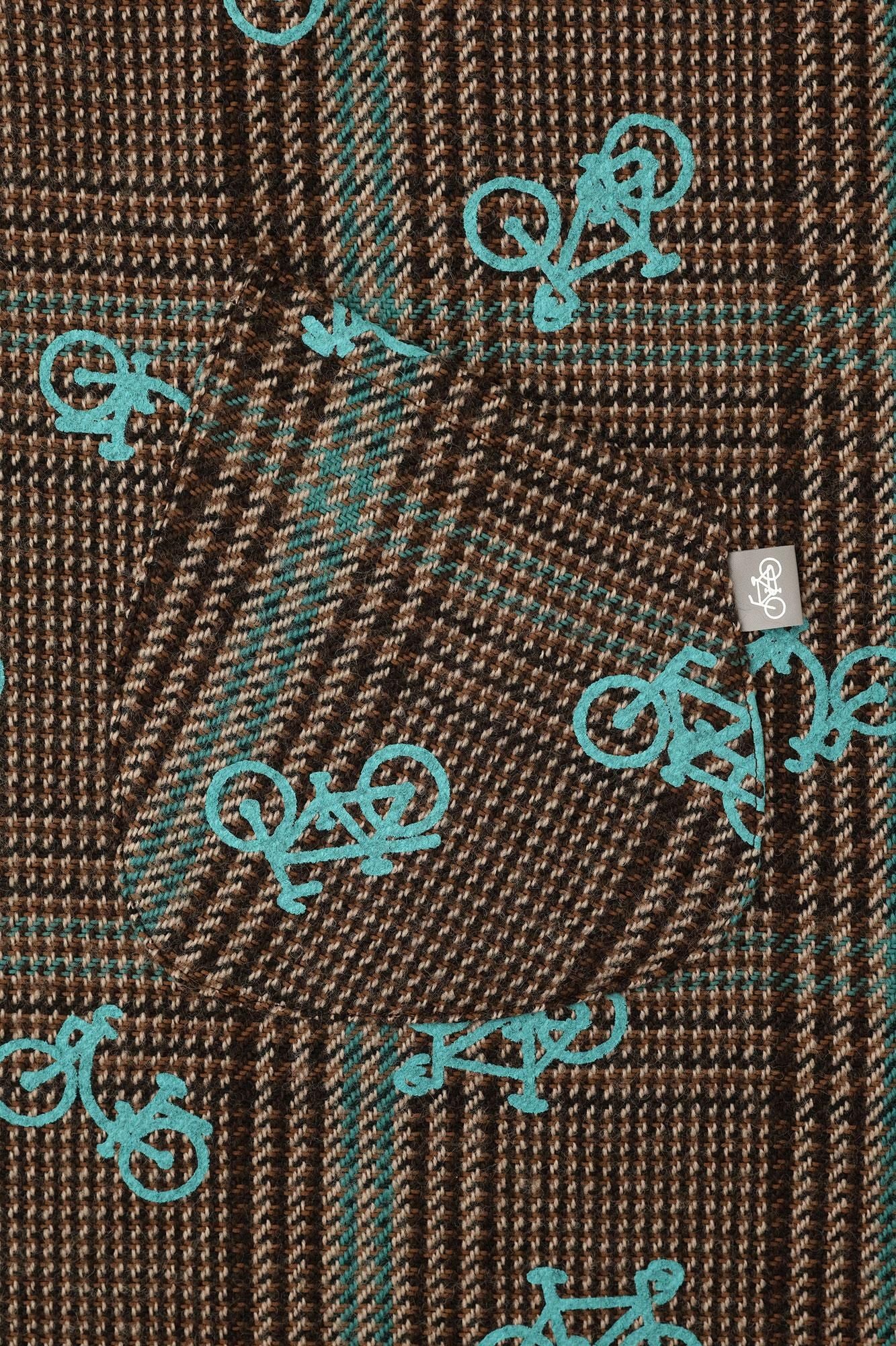 Wool Tweed BIKE Poncho／Bicycle Craze Everywhere and Blank Brown Check 