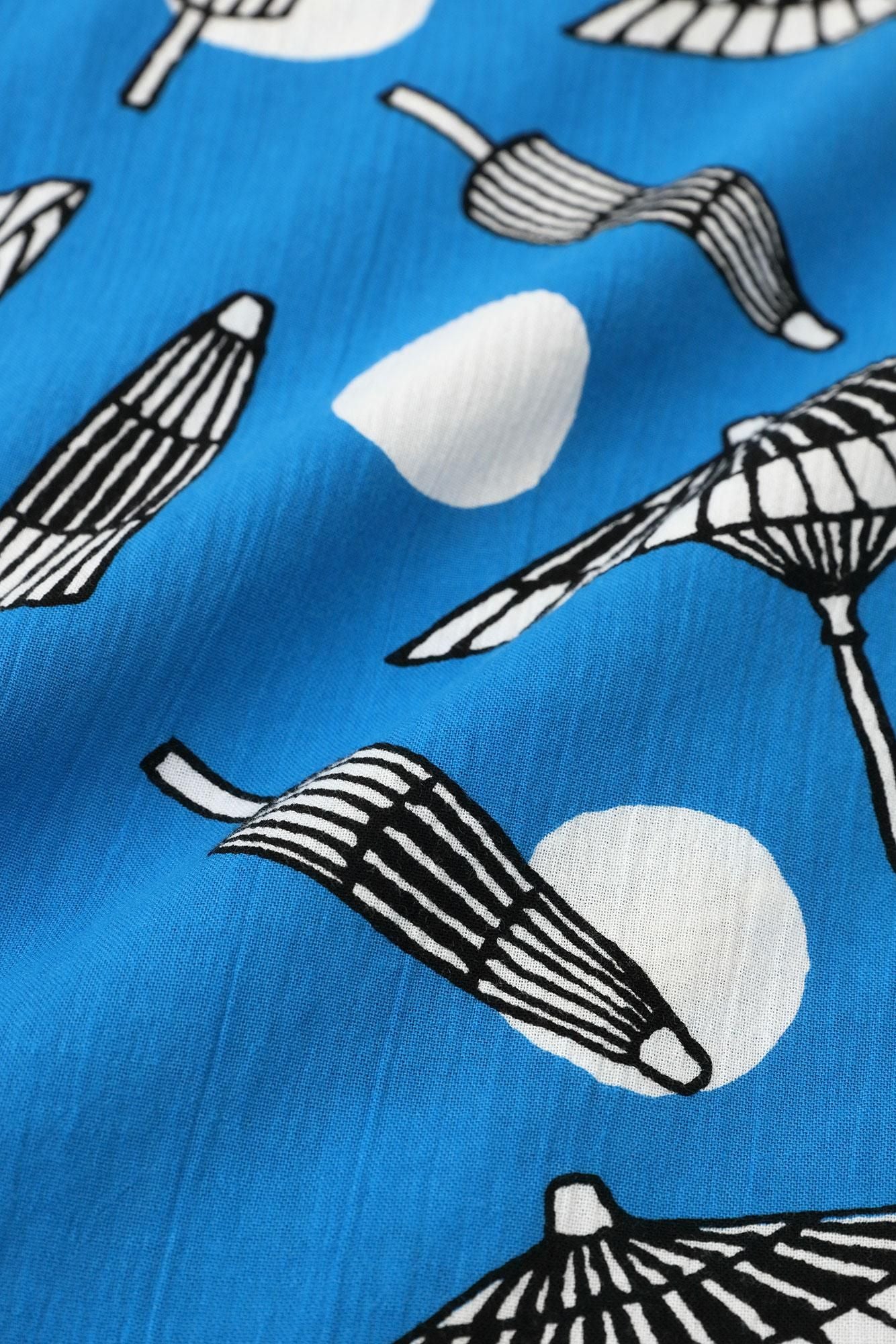 Chizimi Cotton 20/20 Stand Collar Long-sleeved Shirt／Bangasa and Polka Dots