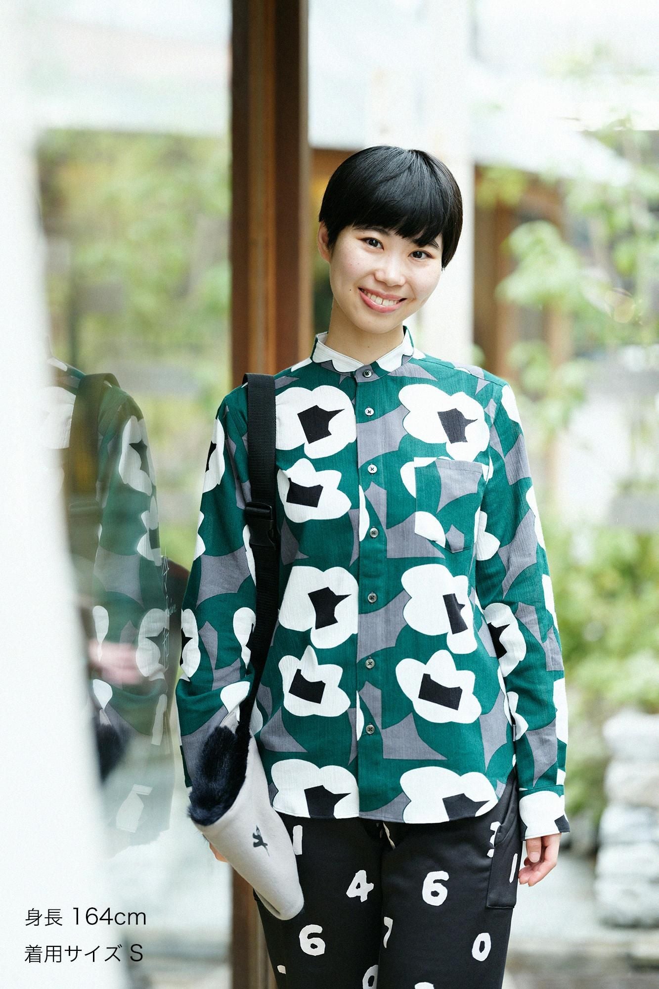 Chizimi Cotton 20/20 Stand Collar Long-sleeved Shirt／Dream