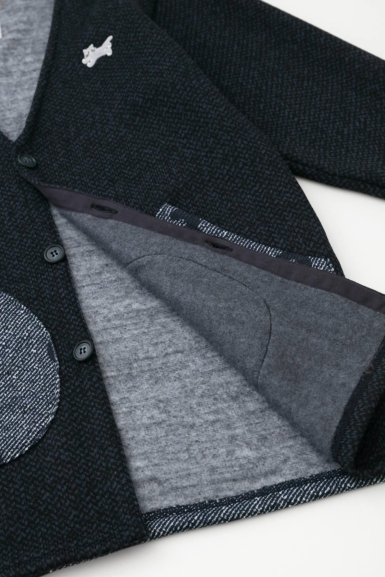 Trépie-twill doublée de toison H.W.s Cardigan / Navy Black x So-Su-U