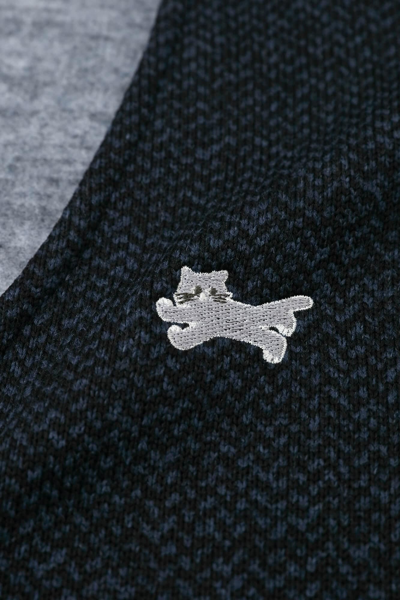 Trépie-twill doublée de toison H.W.s Cardigan / Navy Black x So-Su-U