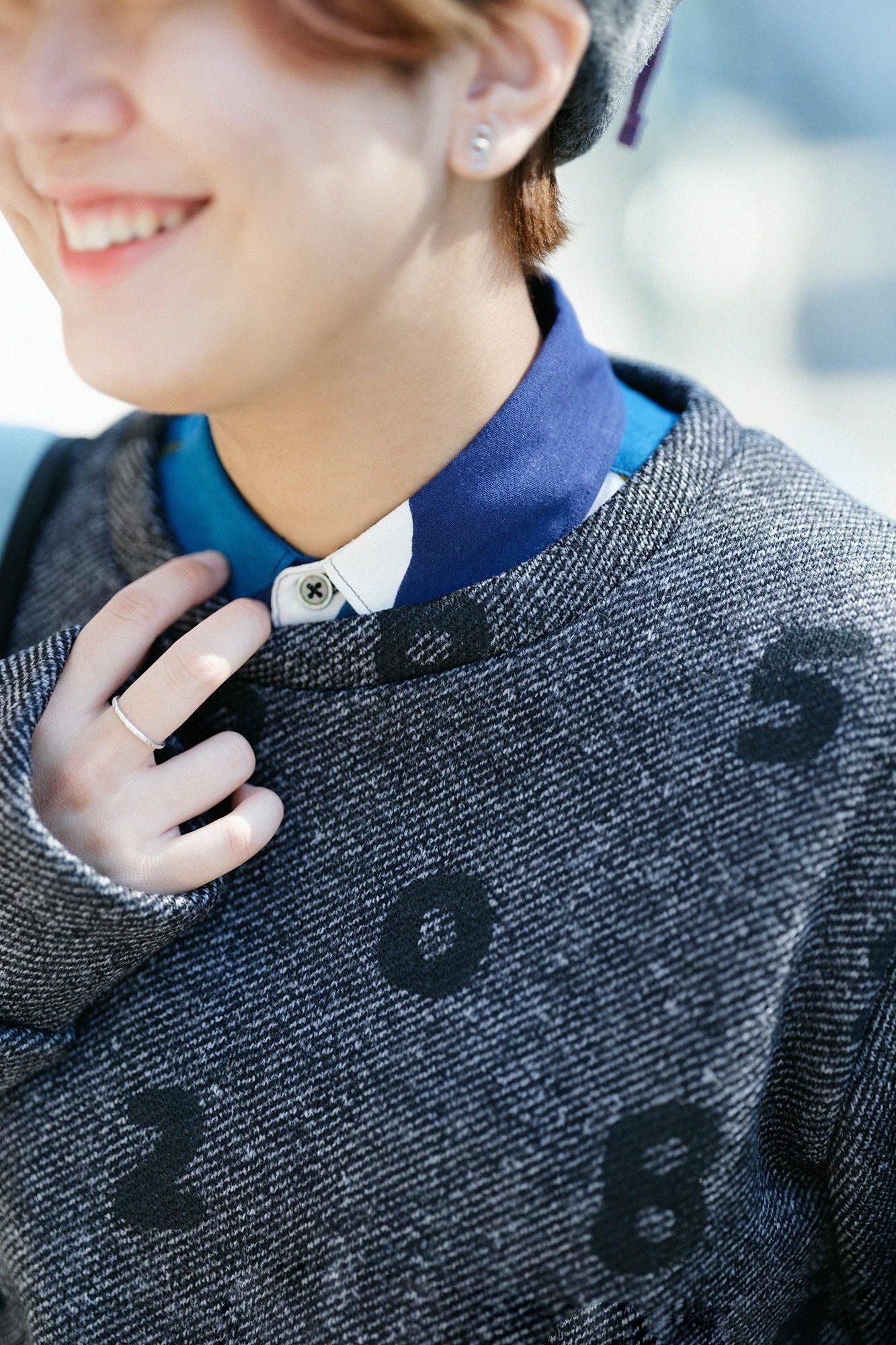 【net Limited】Fleece Brushed Lining Twill Knit H.W.S Sweater／SO-SU-U Dark Grey 