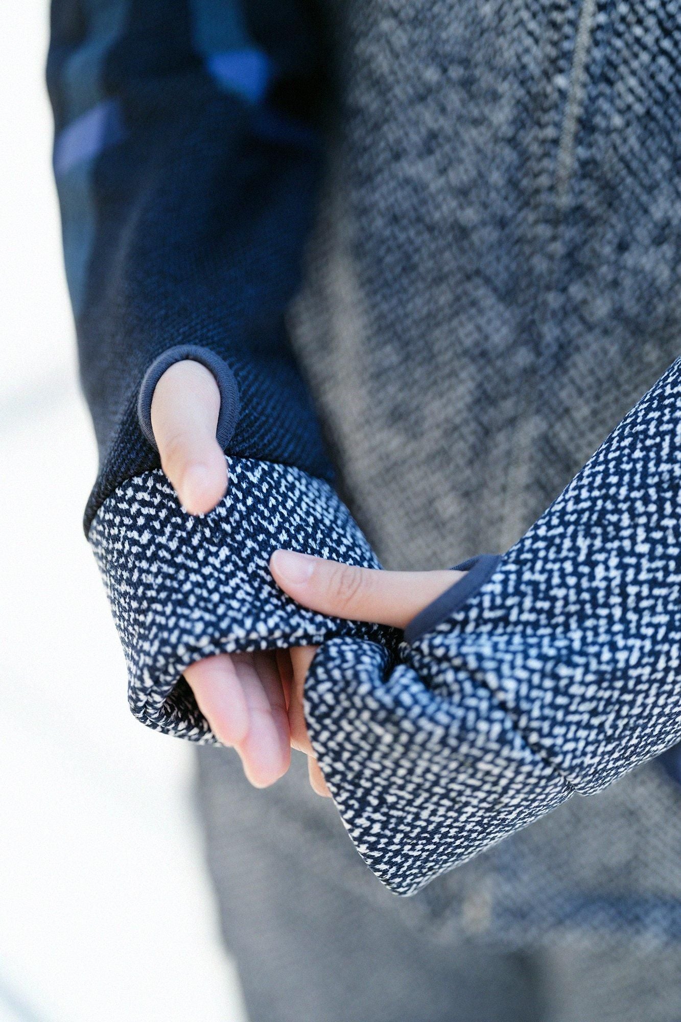 net限定】裏起毛ツイルニット ZIP UP N.W.BIKEブルゾン／ホワイト