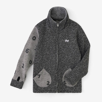 【官網限定】內起絨斜紋針織 ZIP UP N.W.BIKE 外套／白色・黑色×SO-SU-U十數