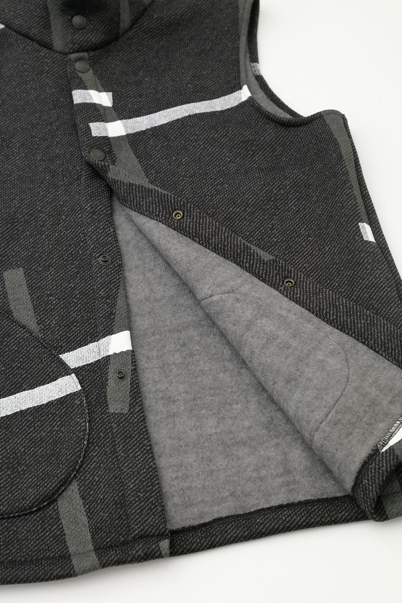【net Limited】Fleece Brushed Lining Twill Knit Vest／Tobi Brown Black 