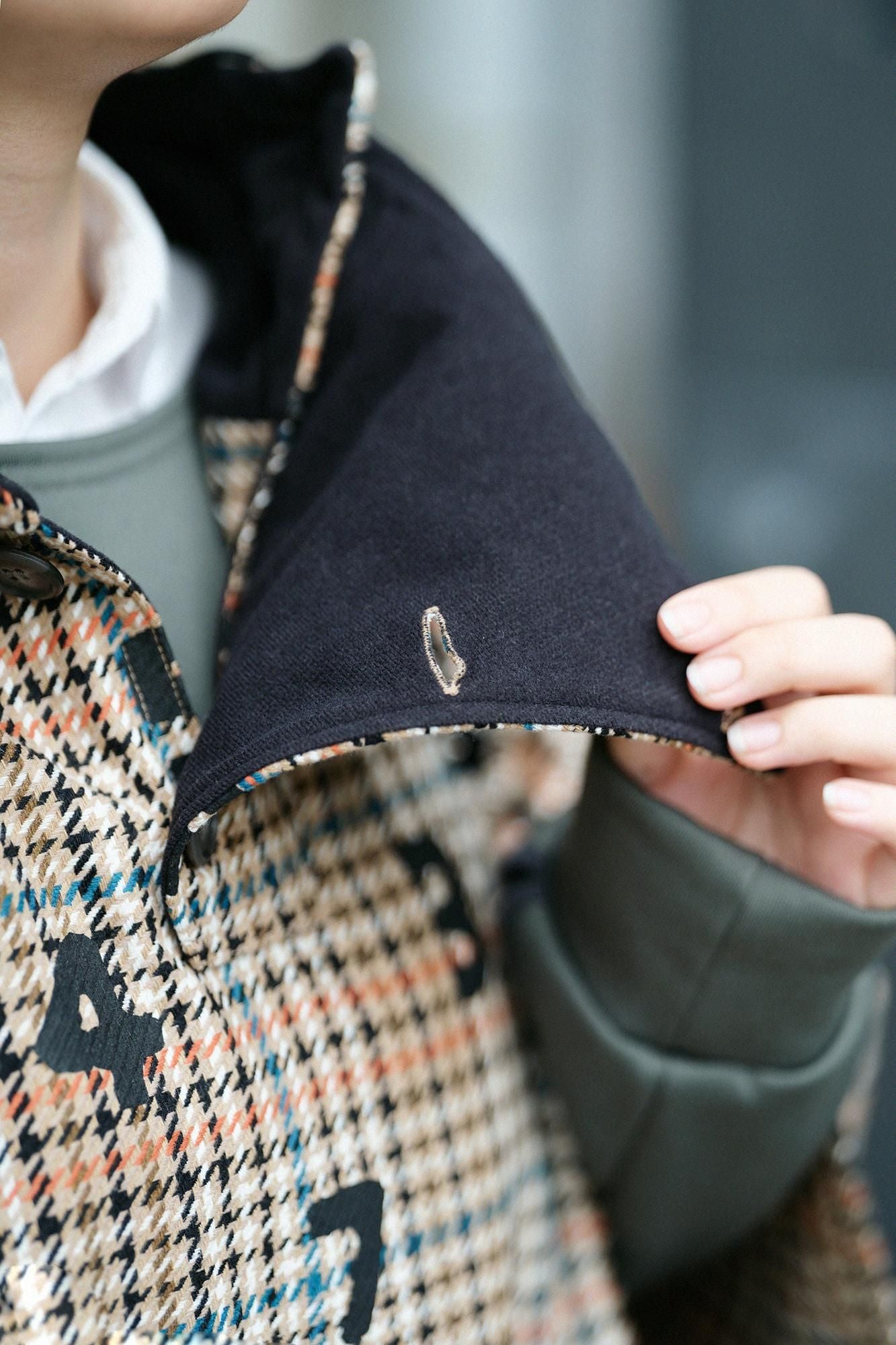 BALLI Twill BIKE Poncho／SO-SU-Uand Blank Cream Check 