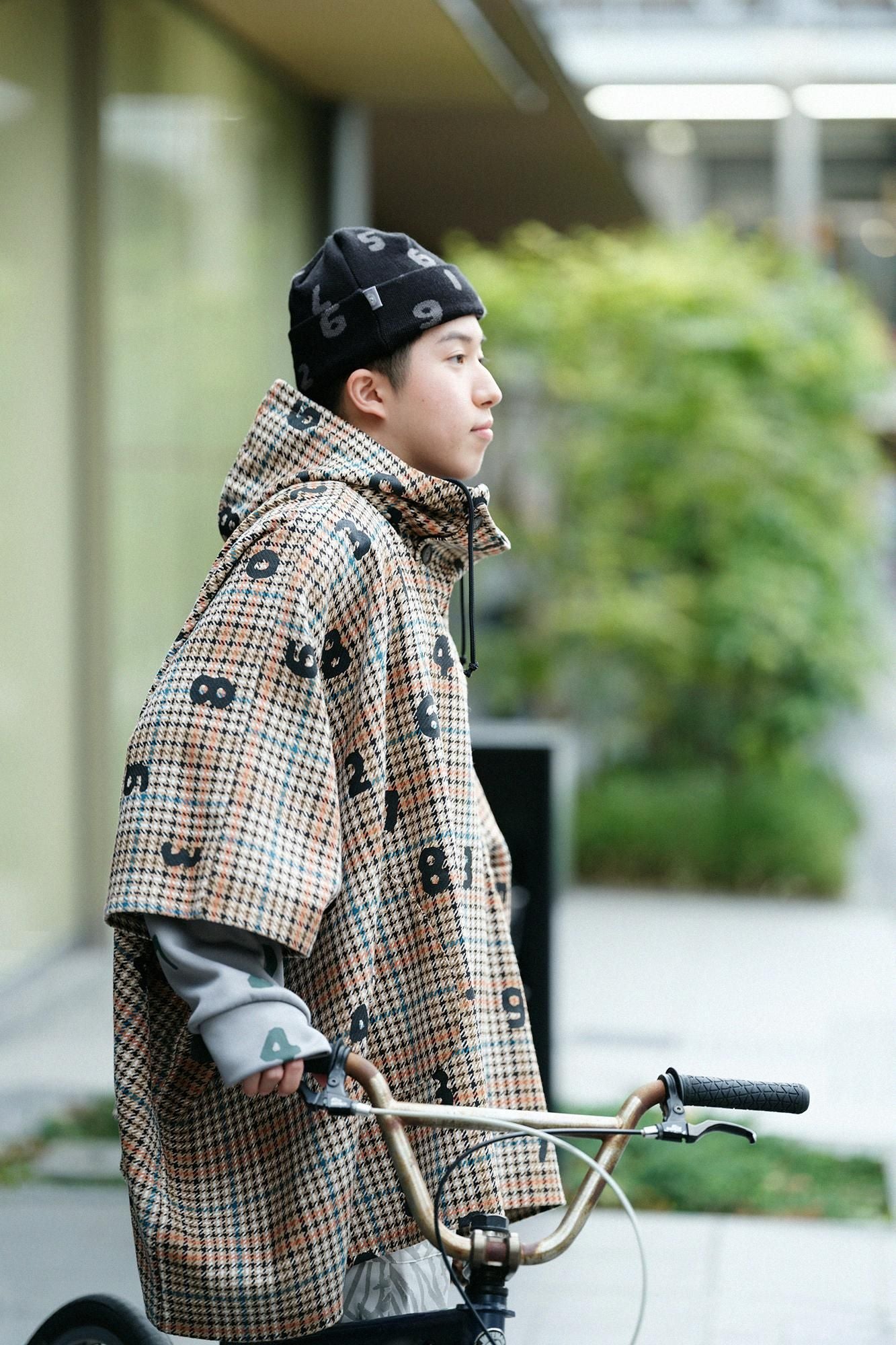 BALLI Twill BIKE Poncho／SO-SU-Uand Blank Cream Check 