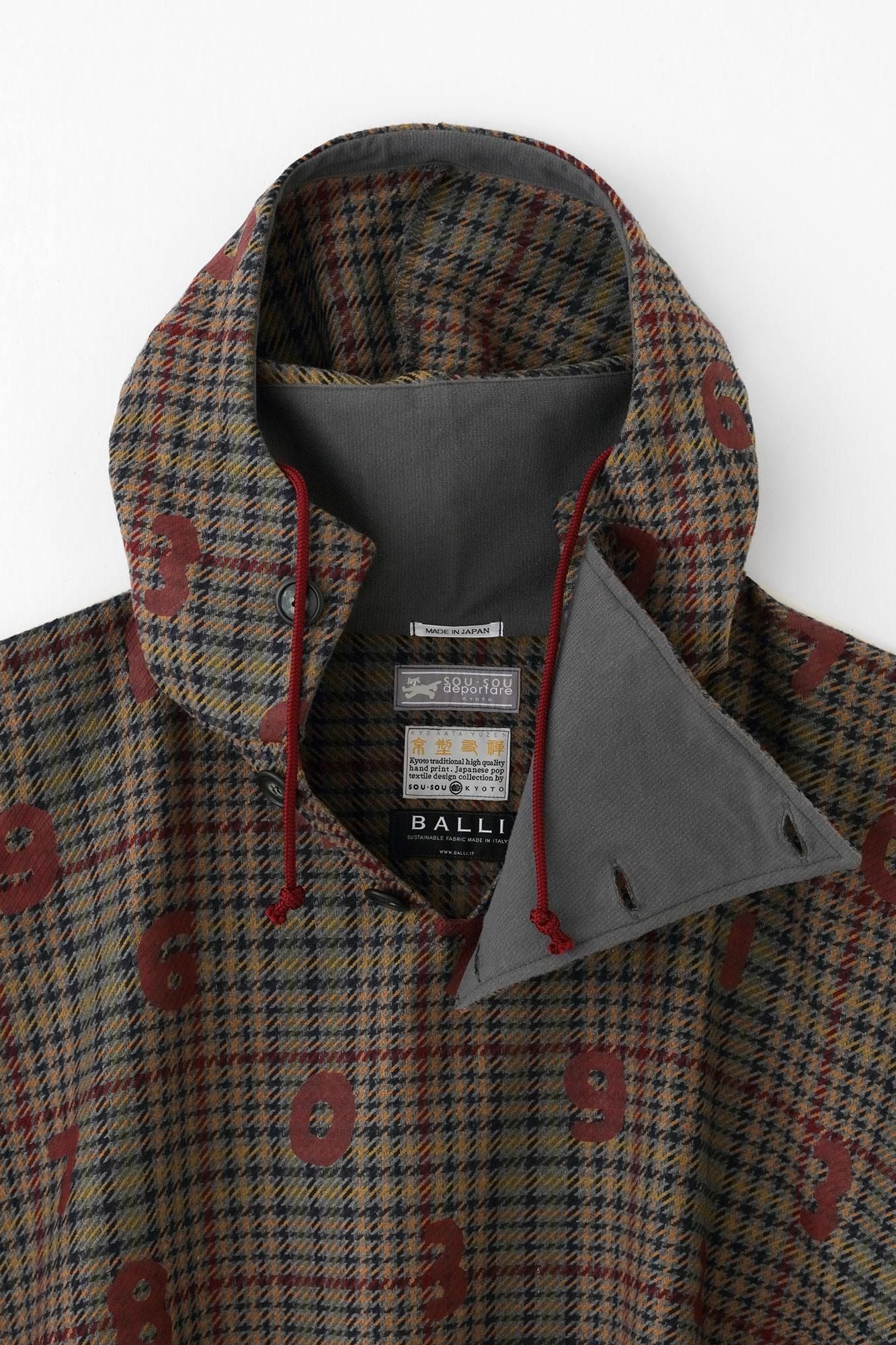 BALLI斜紋織 BIKE斗篷／SO-SU-U十數和留白 灰色格紋