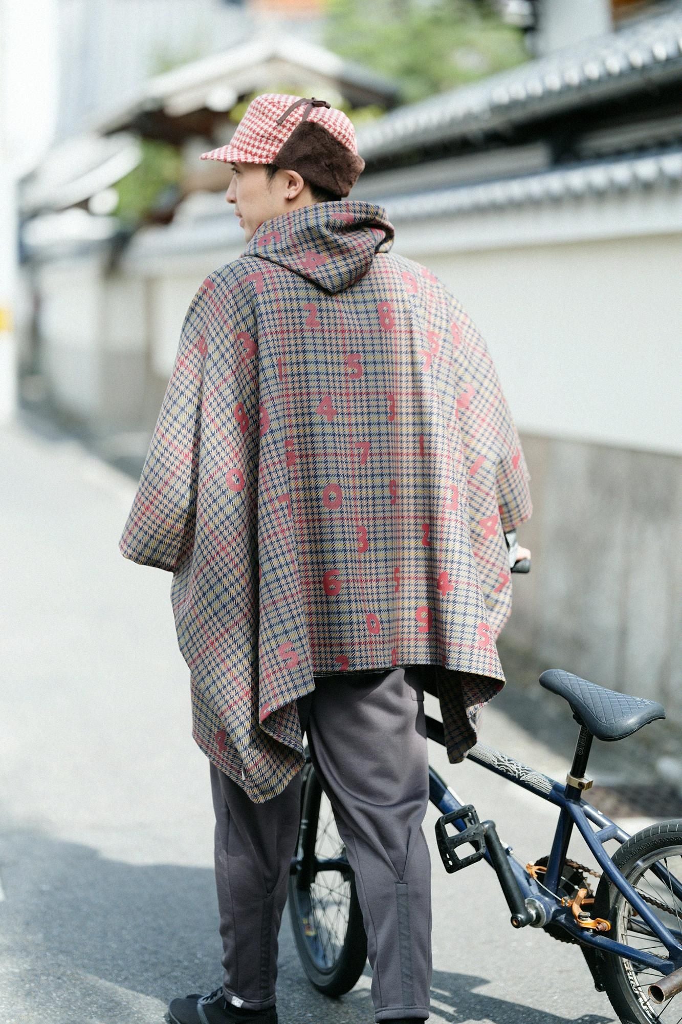 BALLI斜紋織 BIKE斗篷／SO-SU-U十數和留白 灰色格紋