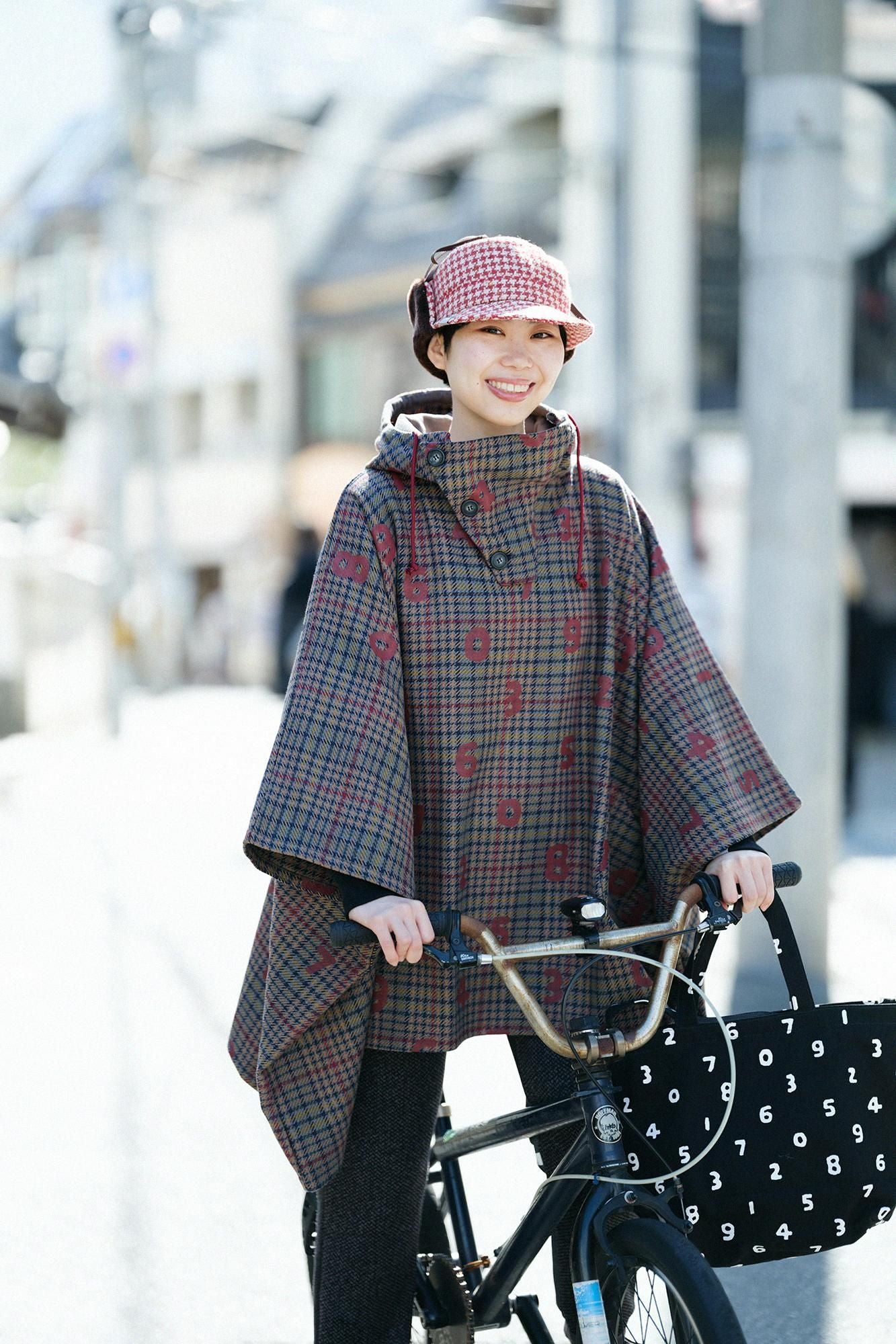 BALLI斜紋織 BIKE斗篷／SO-SU-U十數和留白 灰色格紋