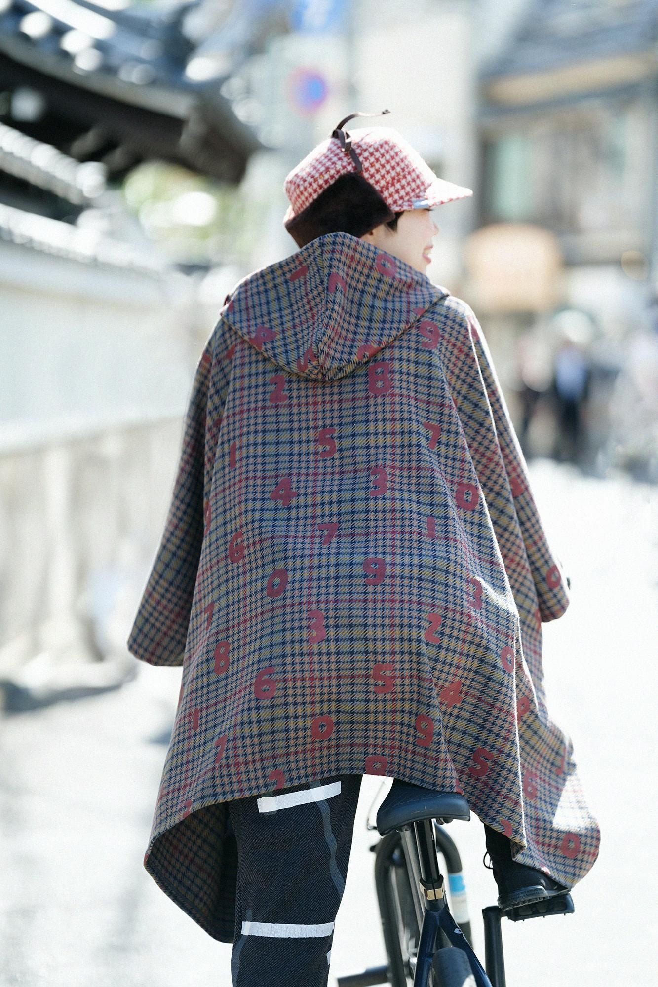 BALLI斜紋織 BIKE斗篷／SO-SU-U十數和留白 灰色格紋