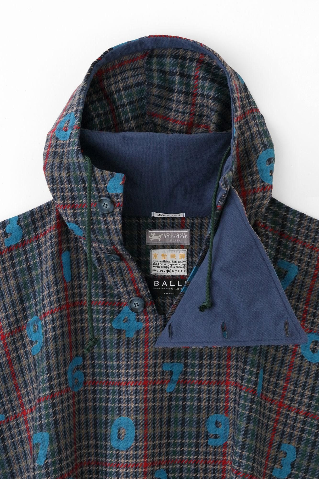 BALLI斜紋織 BIKE斗篷／SO-SU-U十數和留白 海軍藍格紋