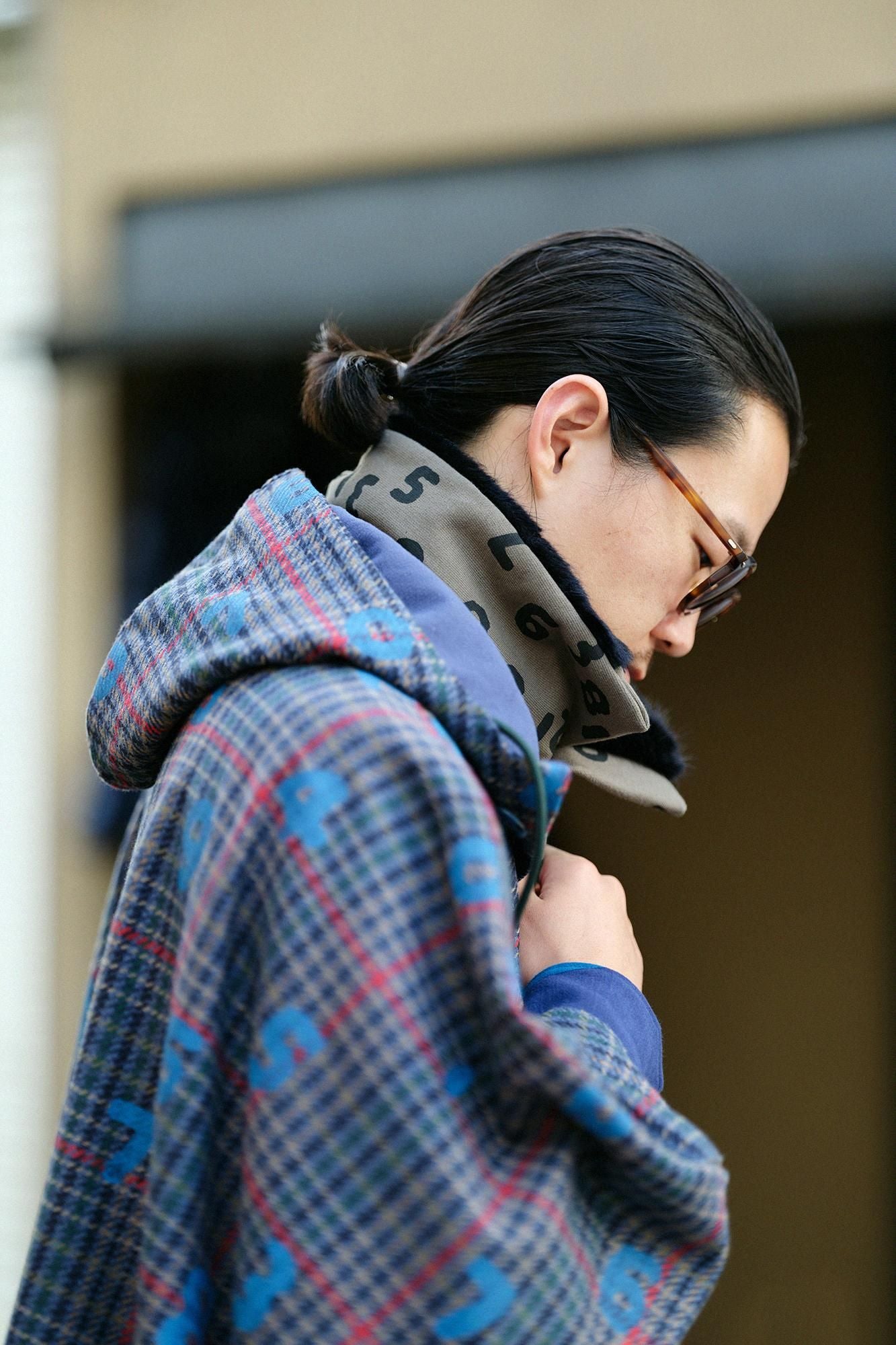 BALLI斜紋織 BIKE斗篷／SO-SU-U十數和留白 海軍藍格紋