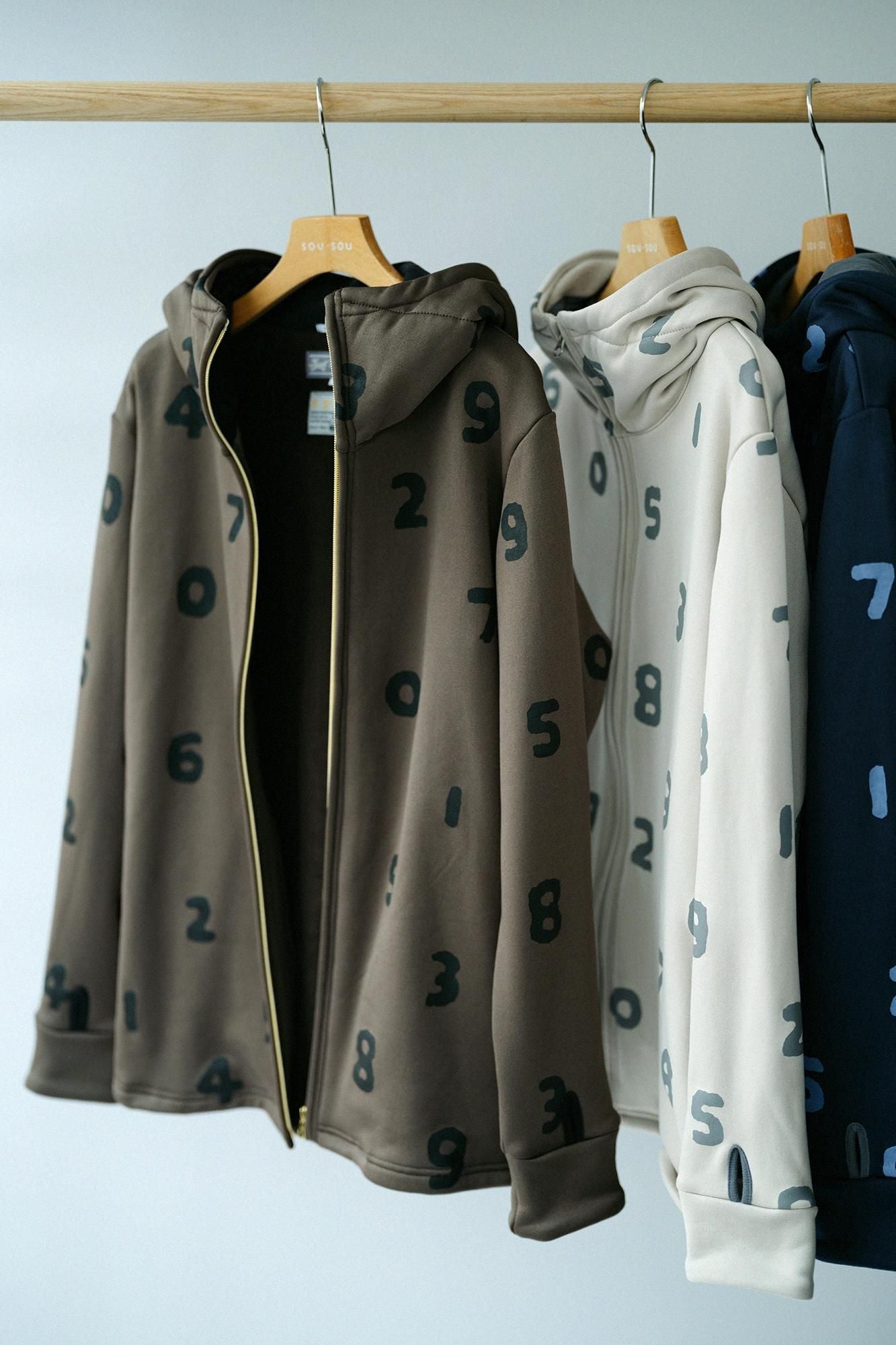 ソウソウ SOU・SOU 裏起毛フリース ZIP UPパーカー SO-SU-U① 裏起毛フリース ZIP UPパーカー／SO-SU-U 灰白色（かいはくしょく）