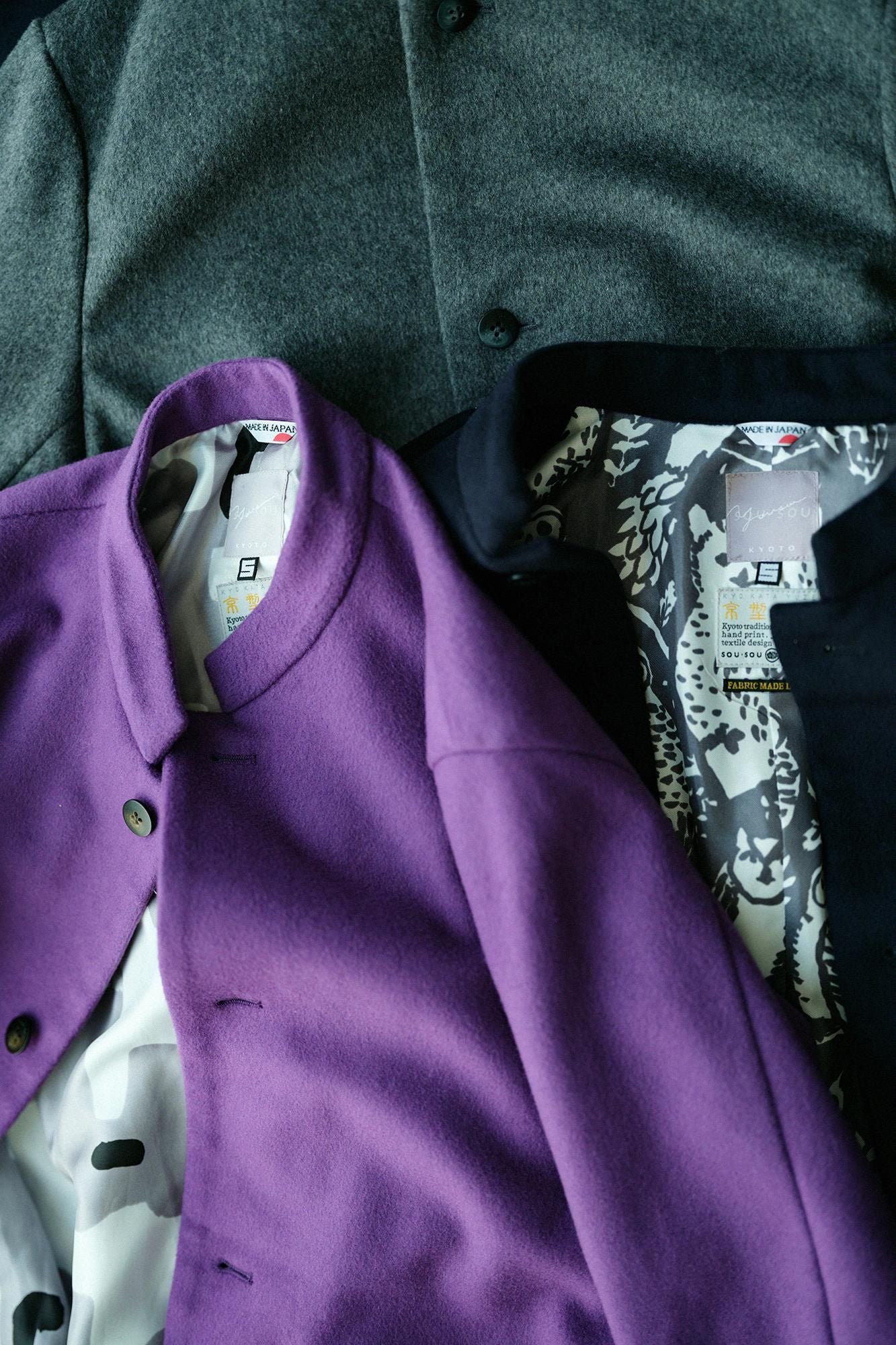 Super 120's Wool S.C. Kurzmantel 2.0/Dunkelviolett (Kokimurasaki) x Kokei