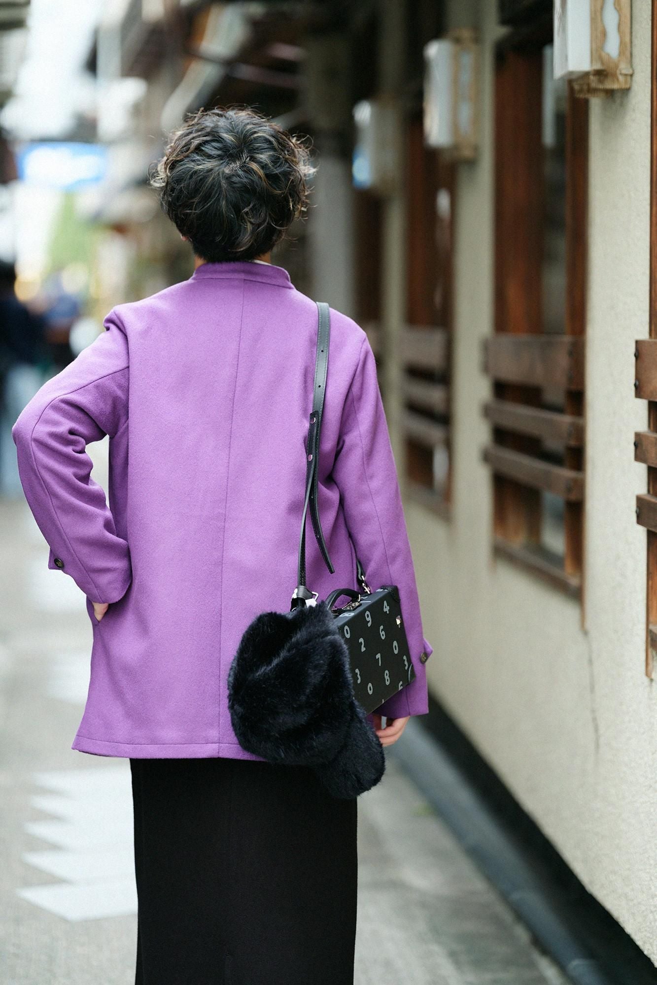 Super 120's Wool S.C. Kurzmantel 2.0/Dunkelviolett (Kokimurasaki) x Kokei