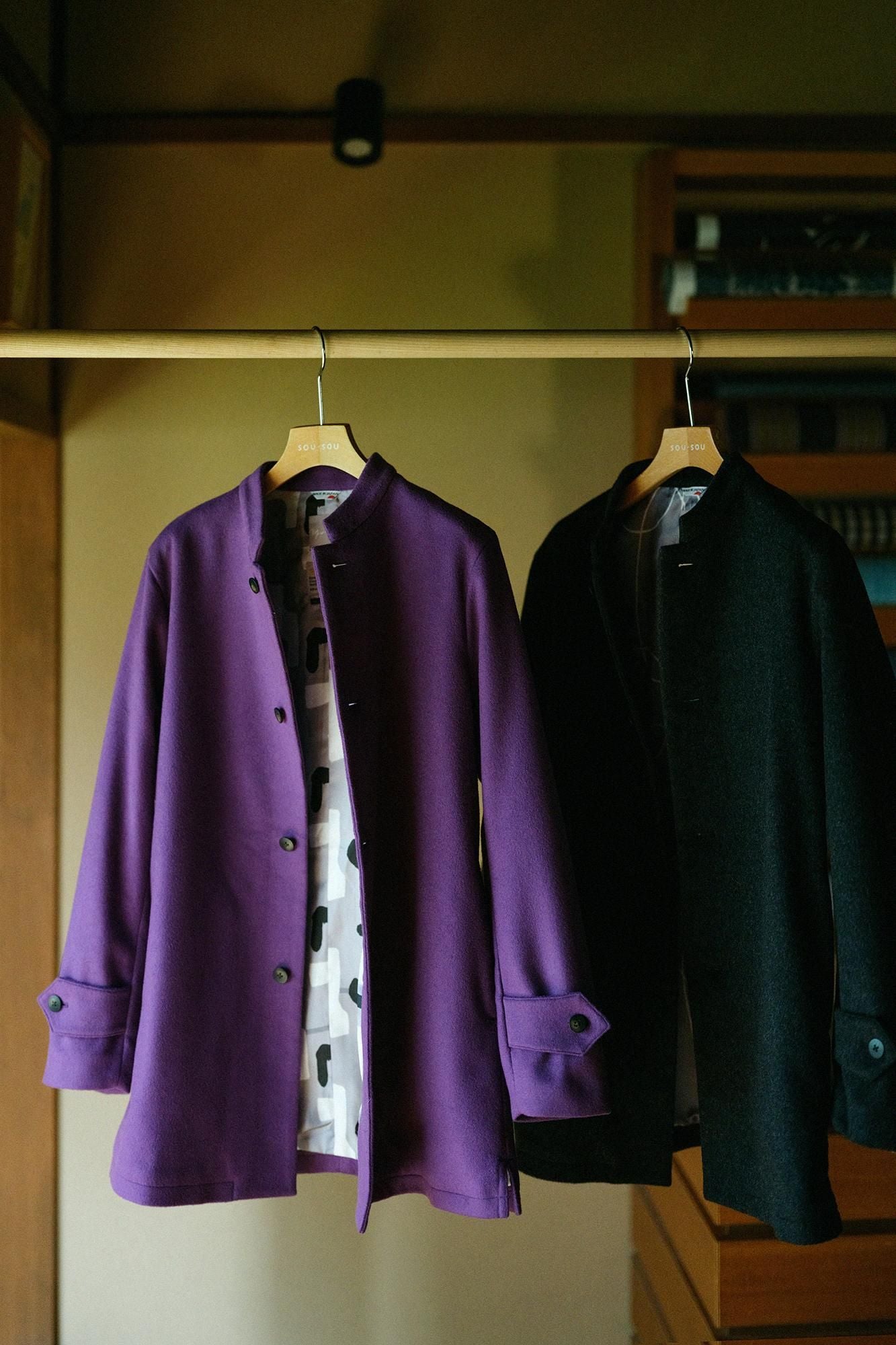 Super 120's Wool S.C. Kurzmantel 2.0/Dunkelviolett (Kokimurasaki) x Kokei