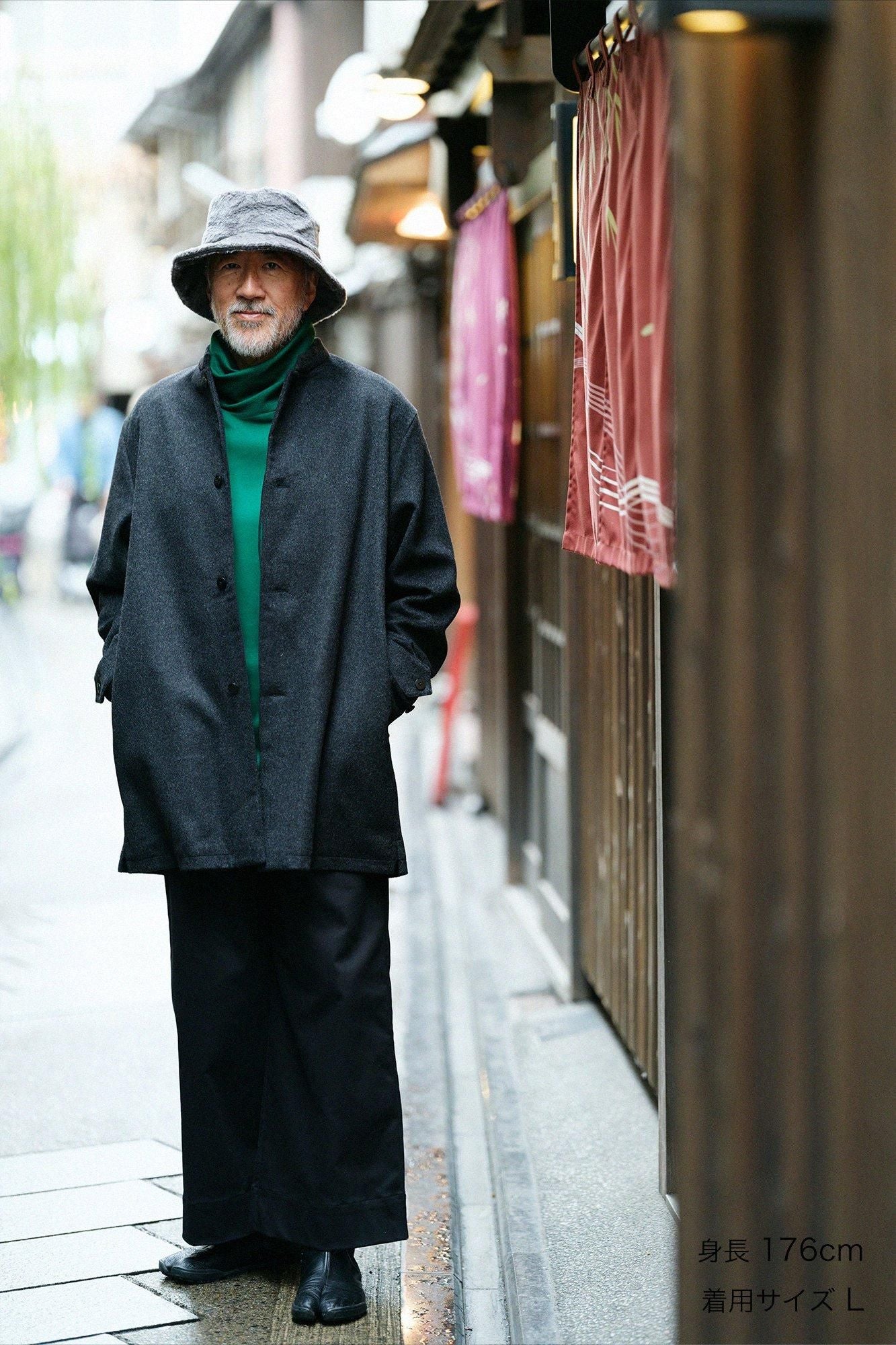 Super 120's Wool S.C. Short Coat 2.0／Dark Ink Black×Rubber Band