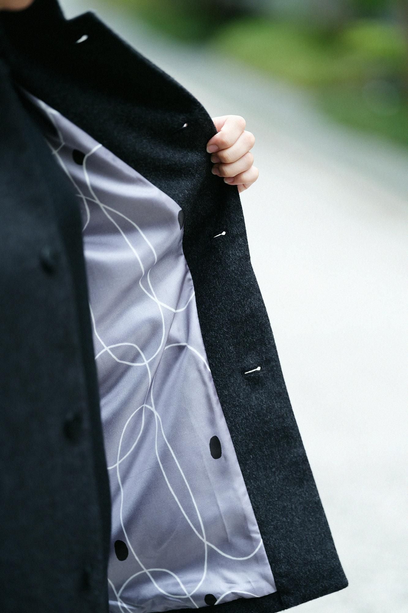 Super 120's Wool S.C. Short Coat 2.0／Dark Ink Black×Rubber Band