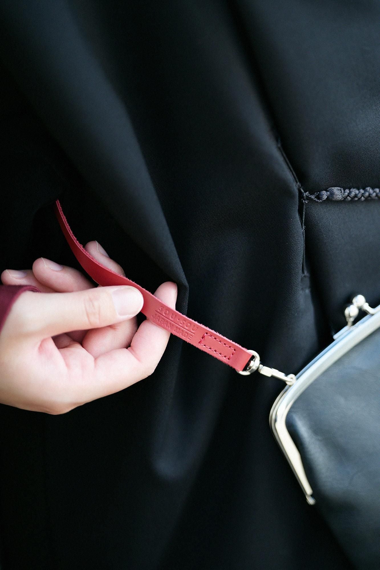 Leather Shoulder Strap for Gamaguchi 110cm / Red