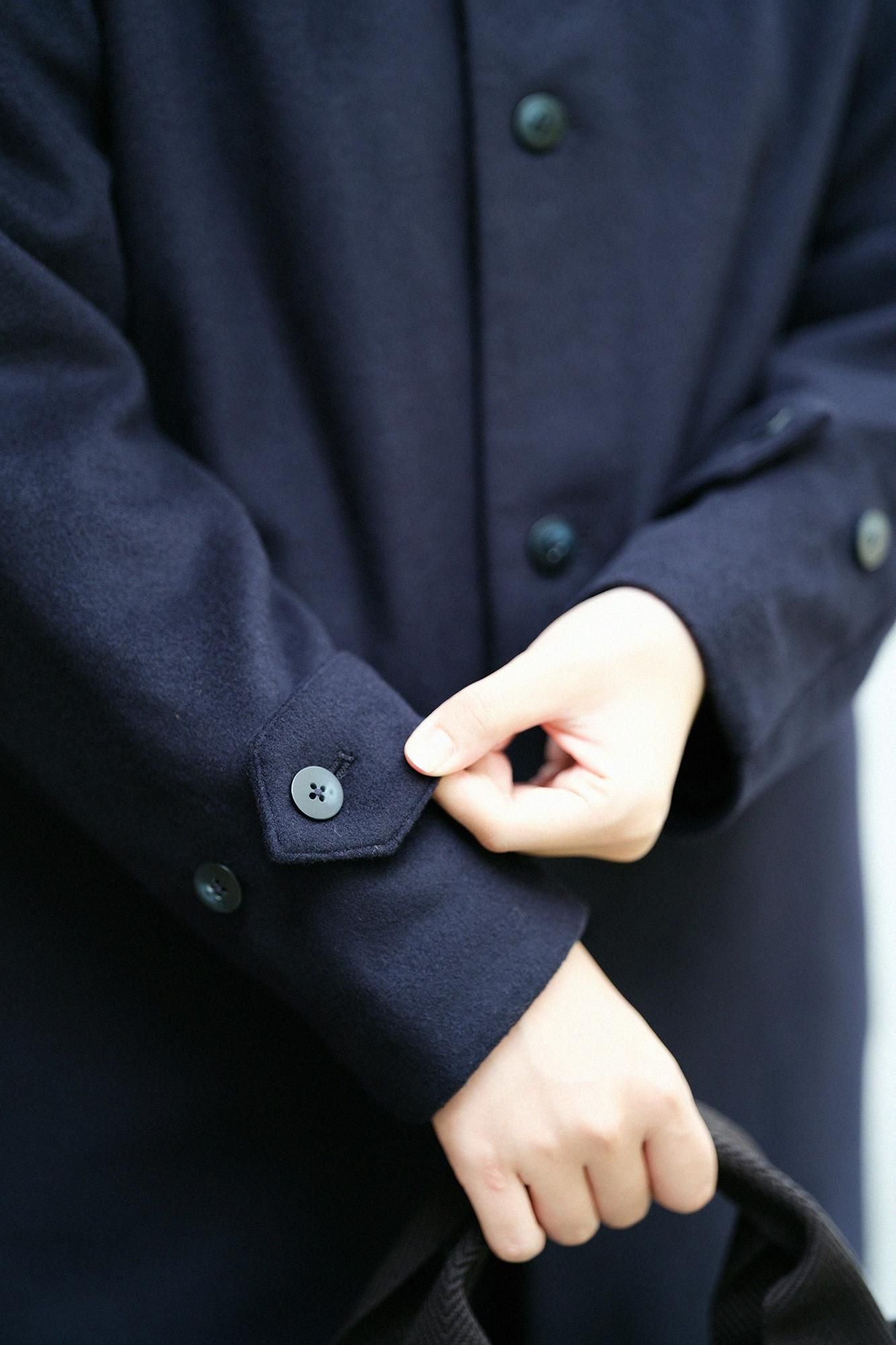 スーパー120'sウール S.C.ロングコート2.0／深紺（しんこん）×森のくらし