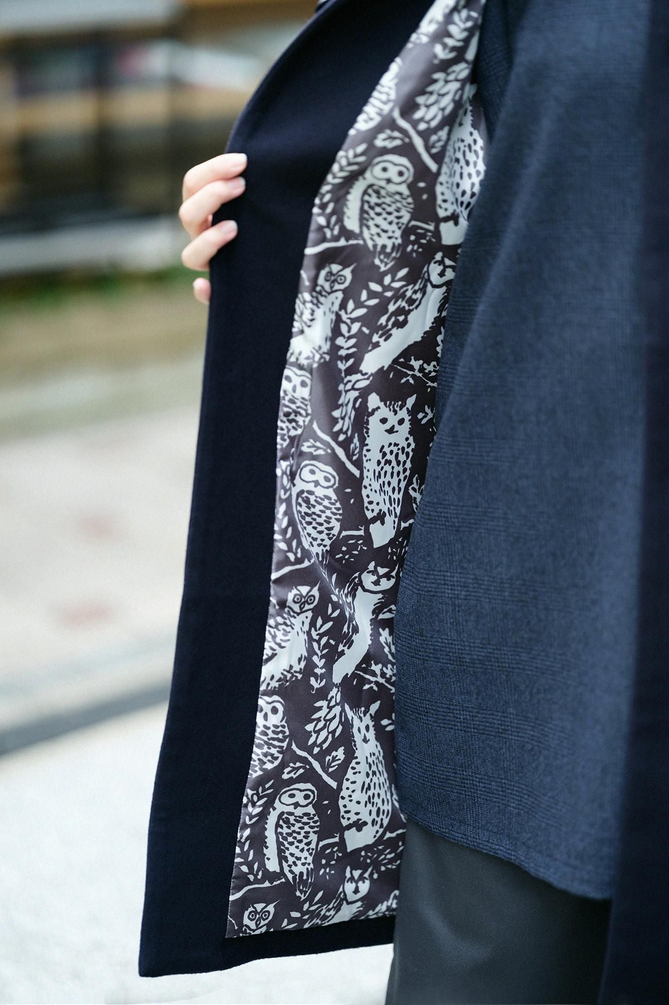 スーパー120'sウール S.C.ロングコート2.0／深紺（しんこん）×森のくらし