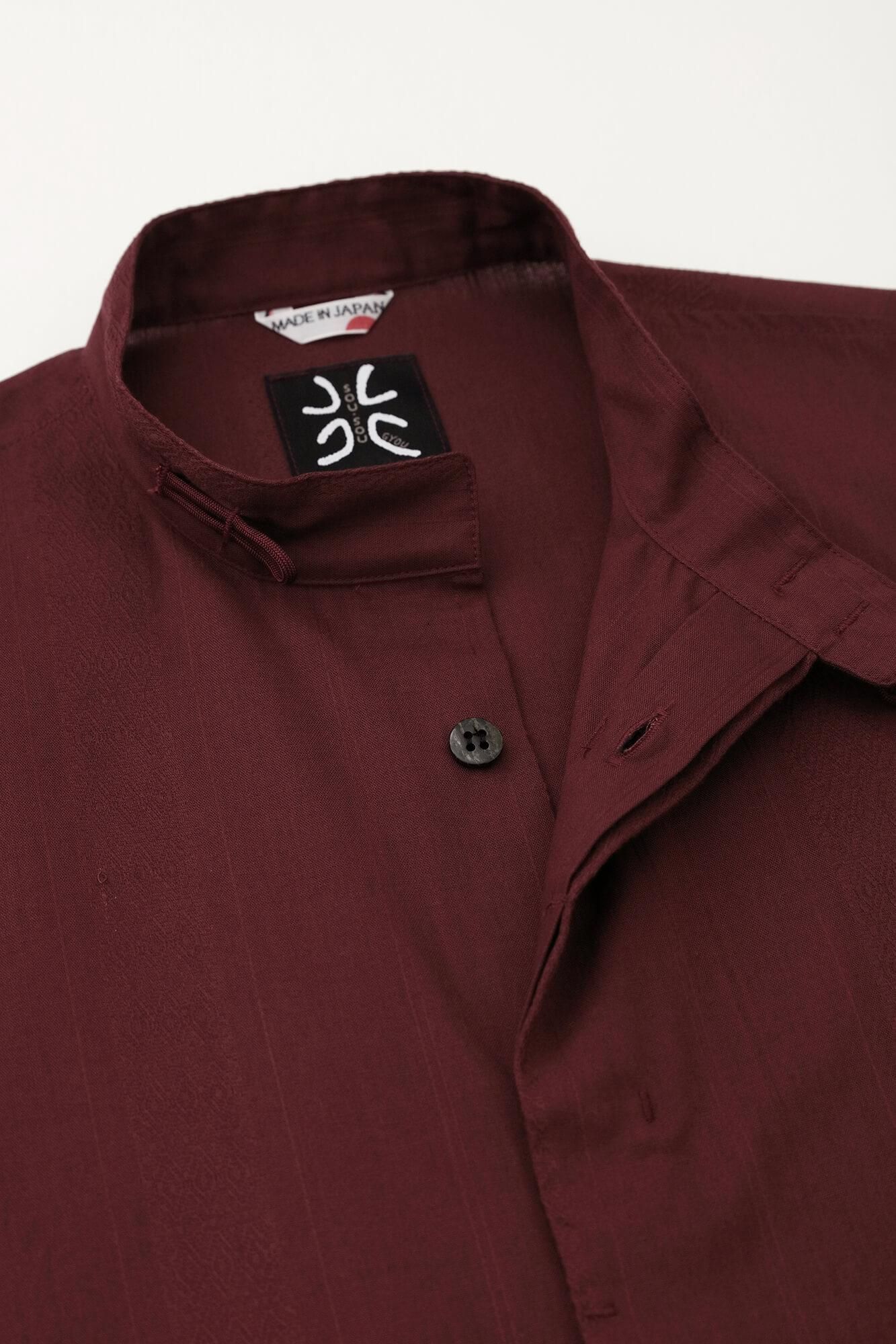 【net限定】舶来間道（はくらいかんとう） 円領長襯衣（えんりょうながしんい）／柘榴色（ざくろいろ）