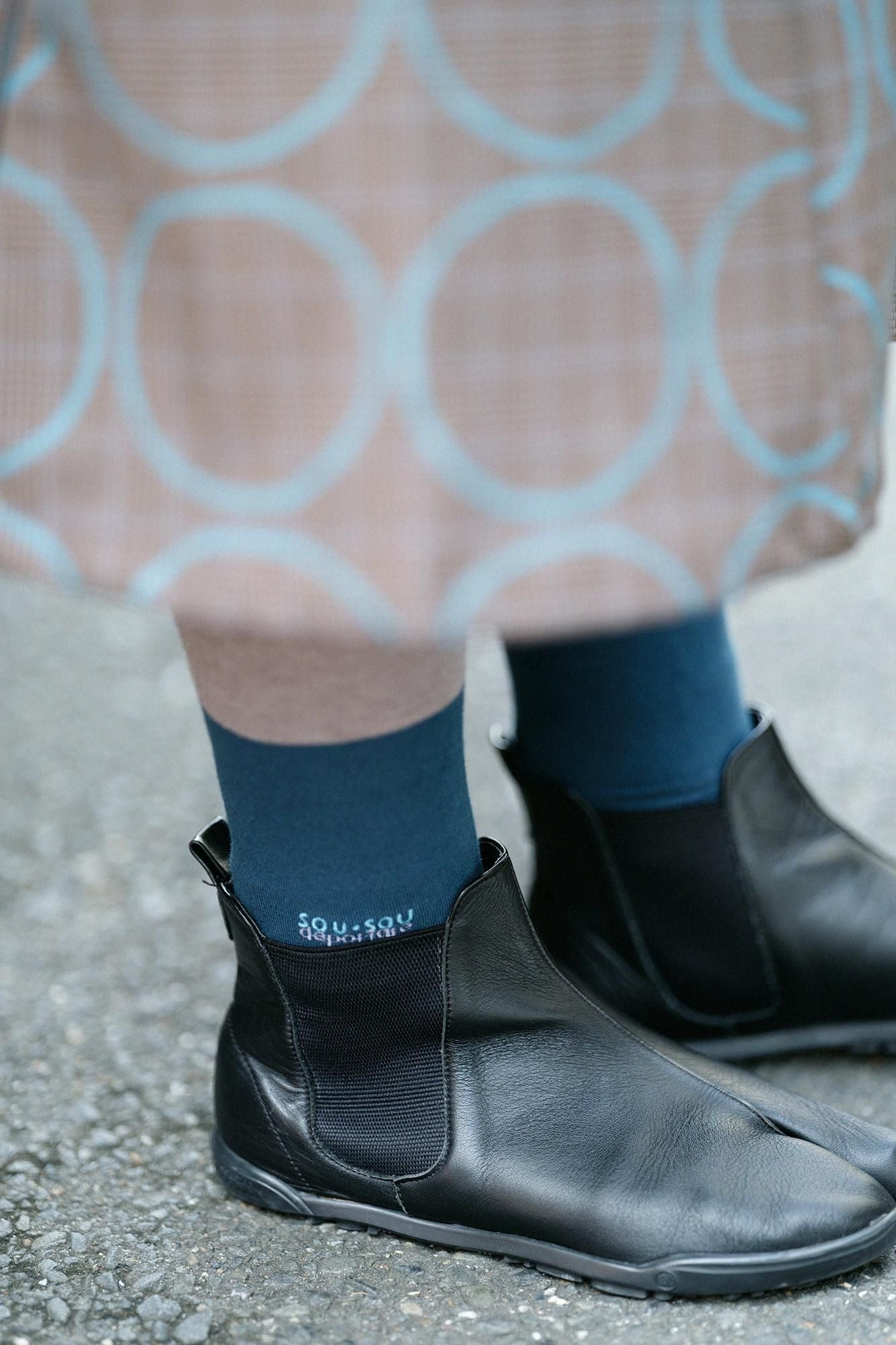 C.C deportare 內搭褲・腳踝長度／石灰色×深海軍藍