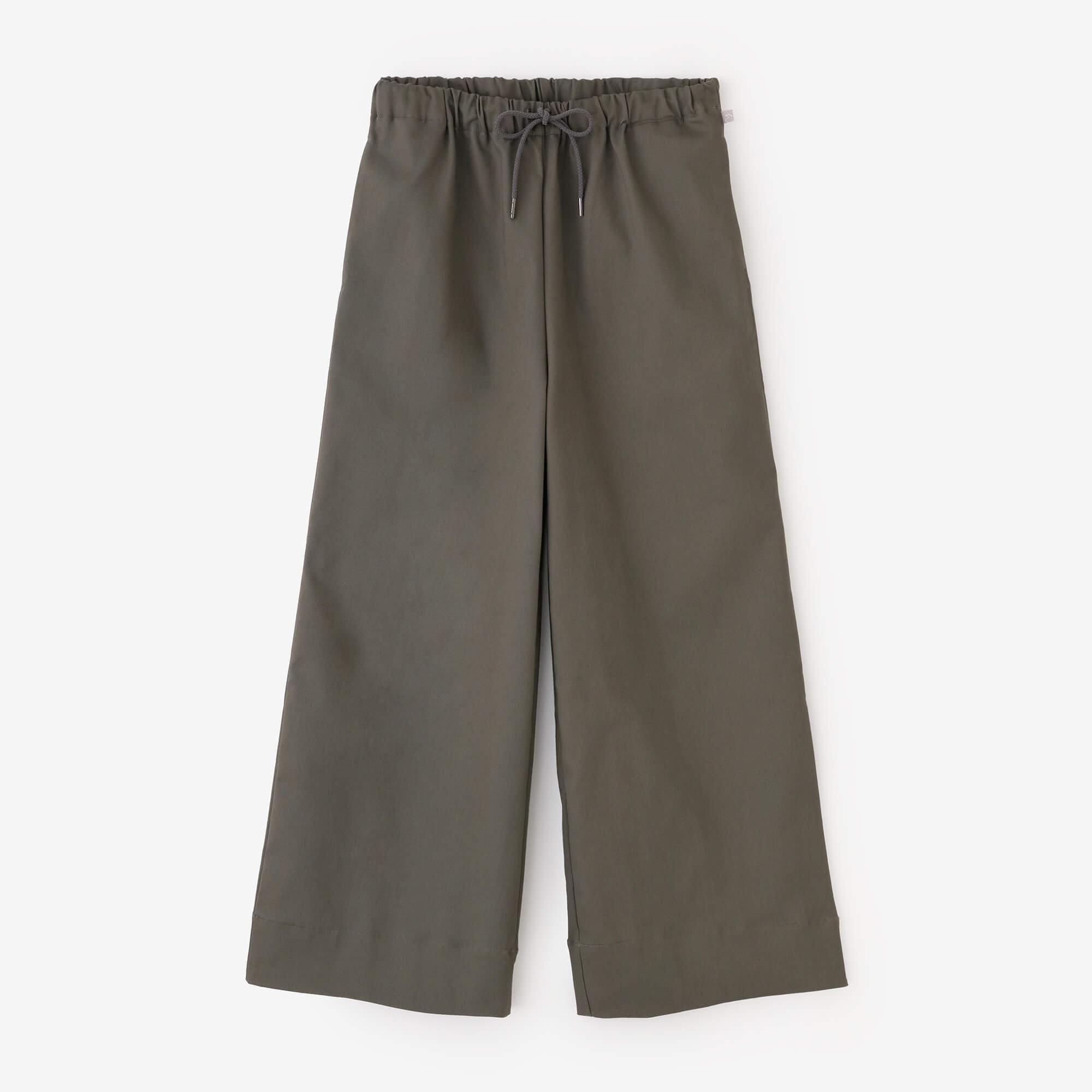 【預購】彈性緞面 闊腿褲／灰汁色（※預計於12月9日左右發貨）