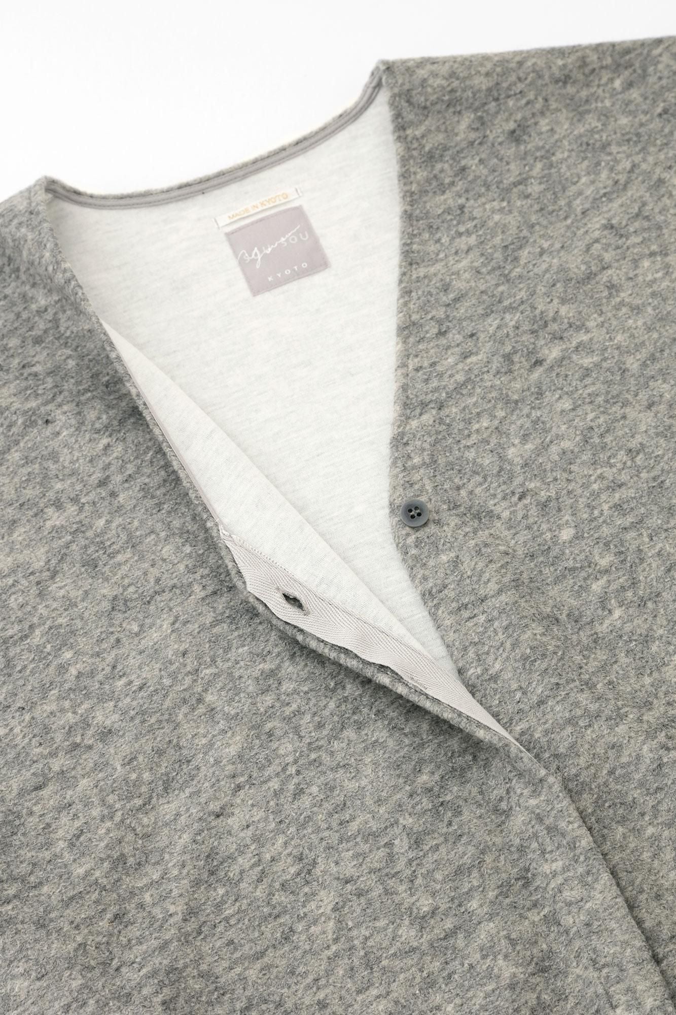 スライバーボンディングニット Vネック ライトチュニックコート／杢灰（もくはい）