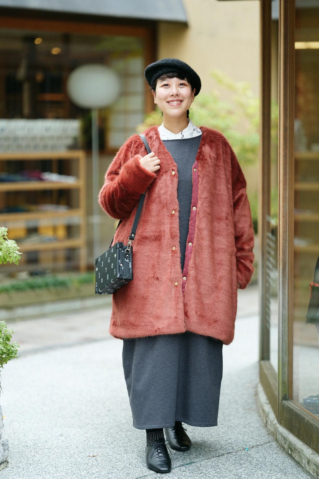 【預購】Soft Thermo(R) 內起絨船領 長袖連身裙 超長版／濃灰（※預計於12月9日左右發貨）