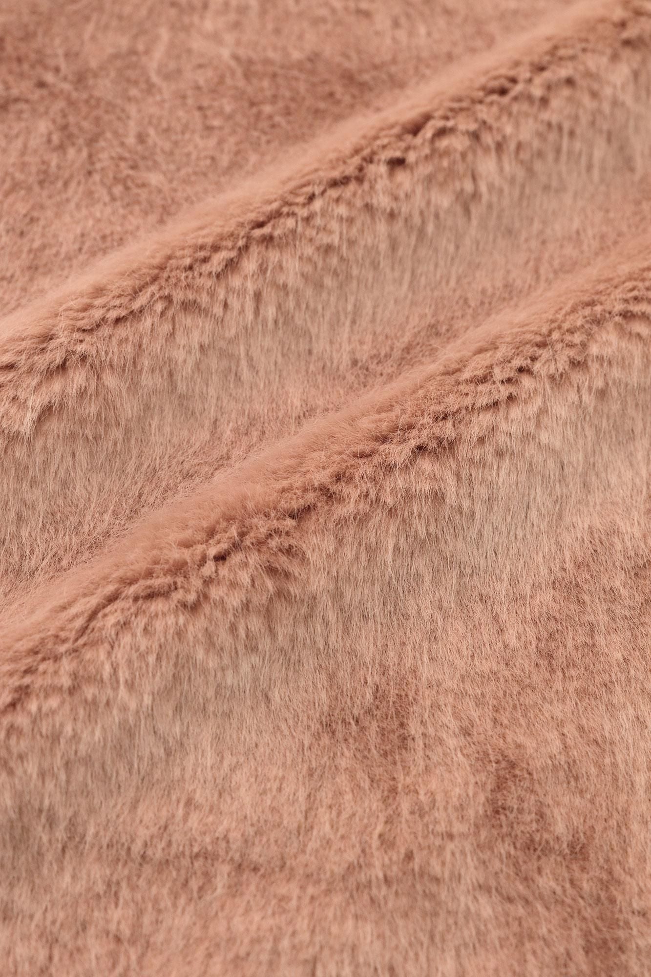 人造毛皮 V領輕型外套／灰梅色