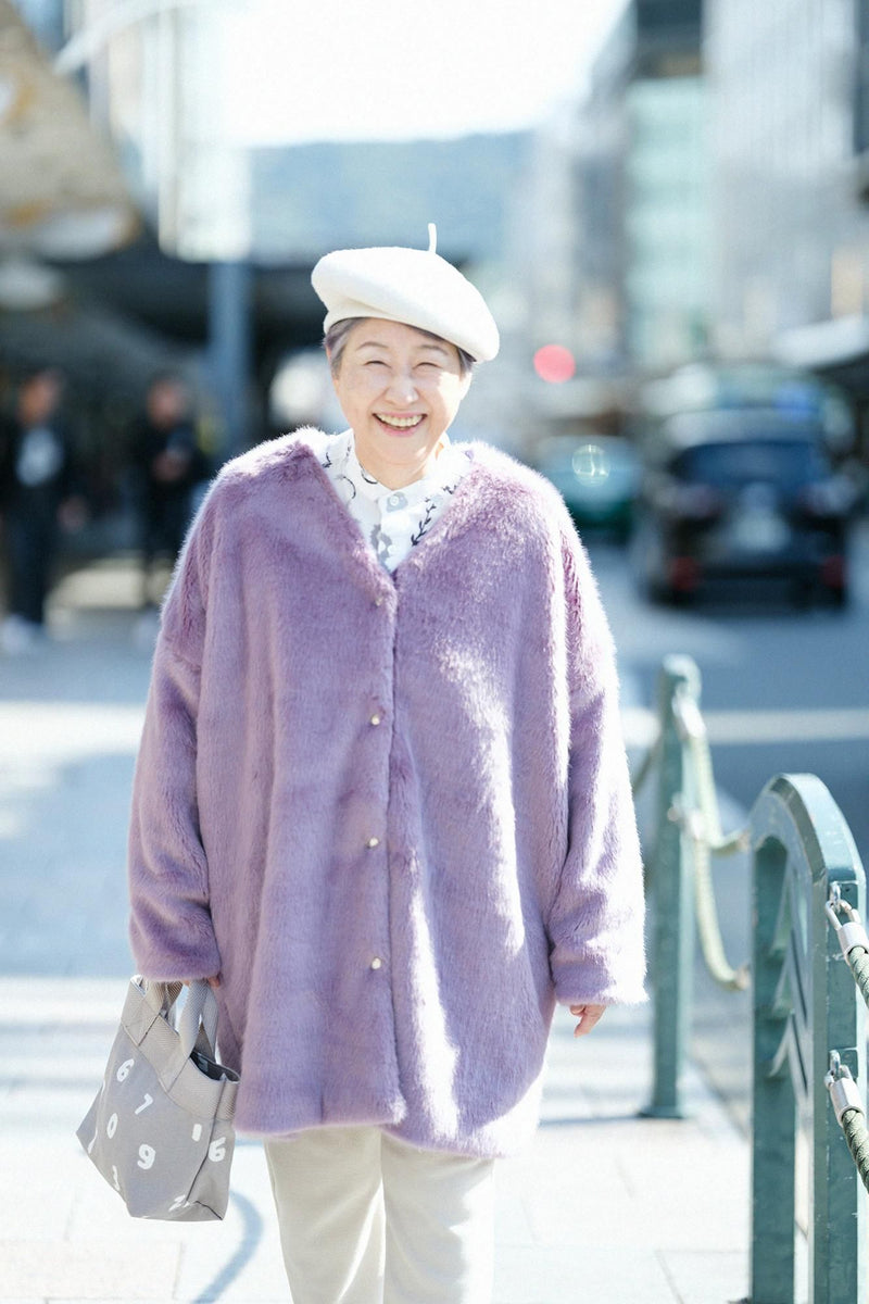 フェイクファー Vネック ライトチュニックコート