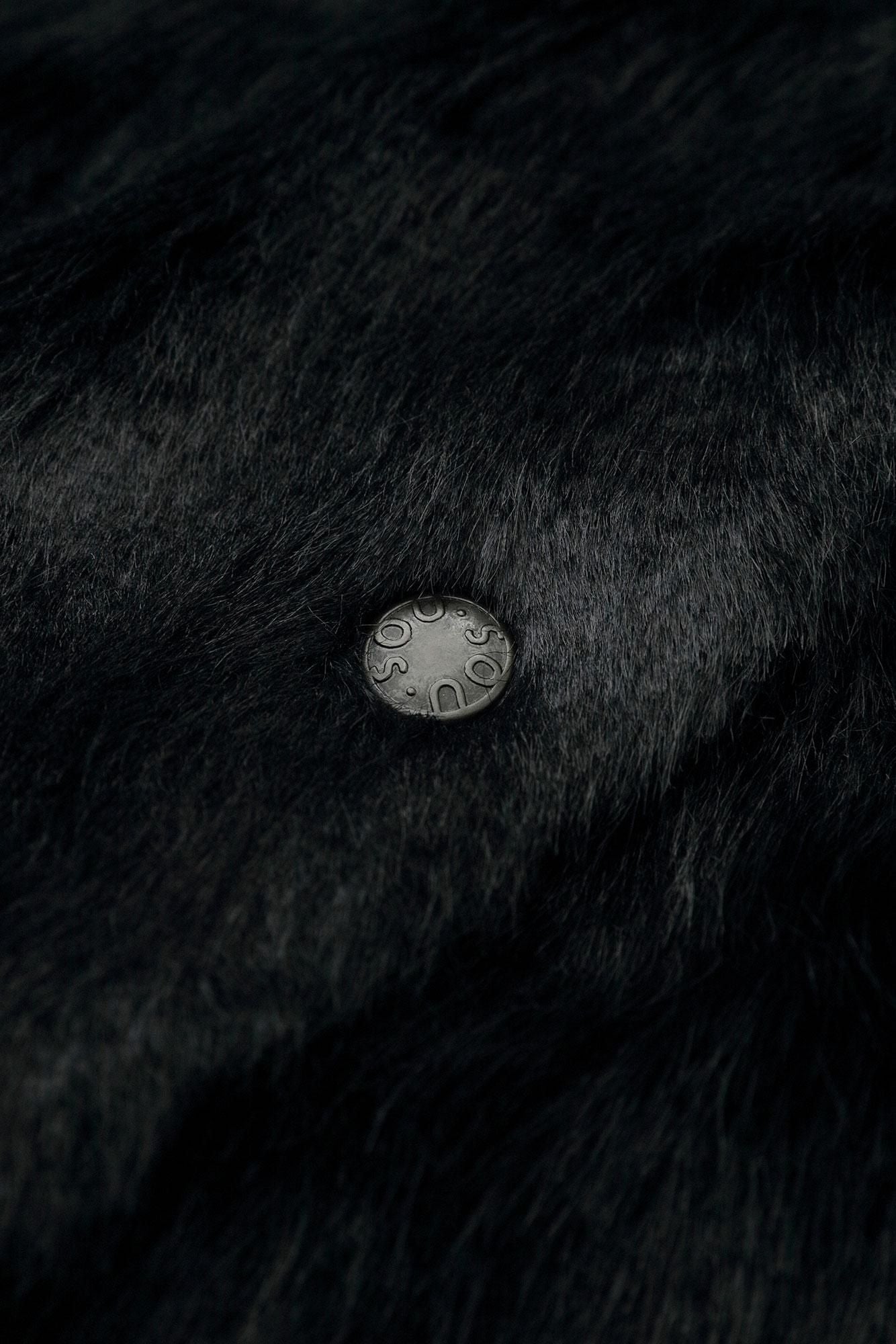 フェイクファー Vネック ライトチュニックコート／黒紺（くろこん）