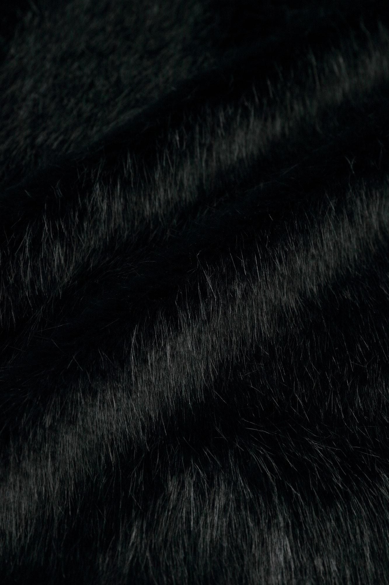 フェイクファー Vネック ライトチュニックコート／黒紺（くろこん）