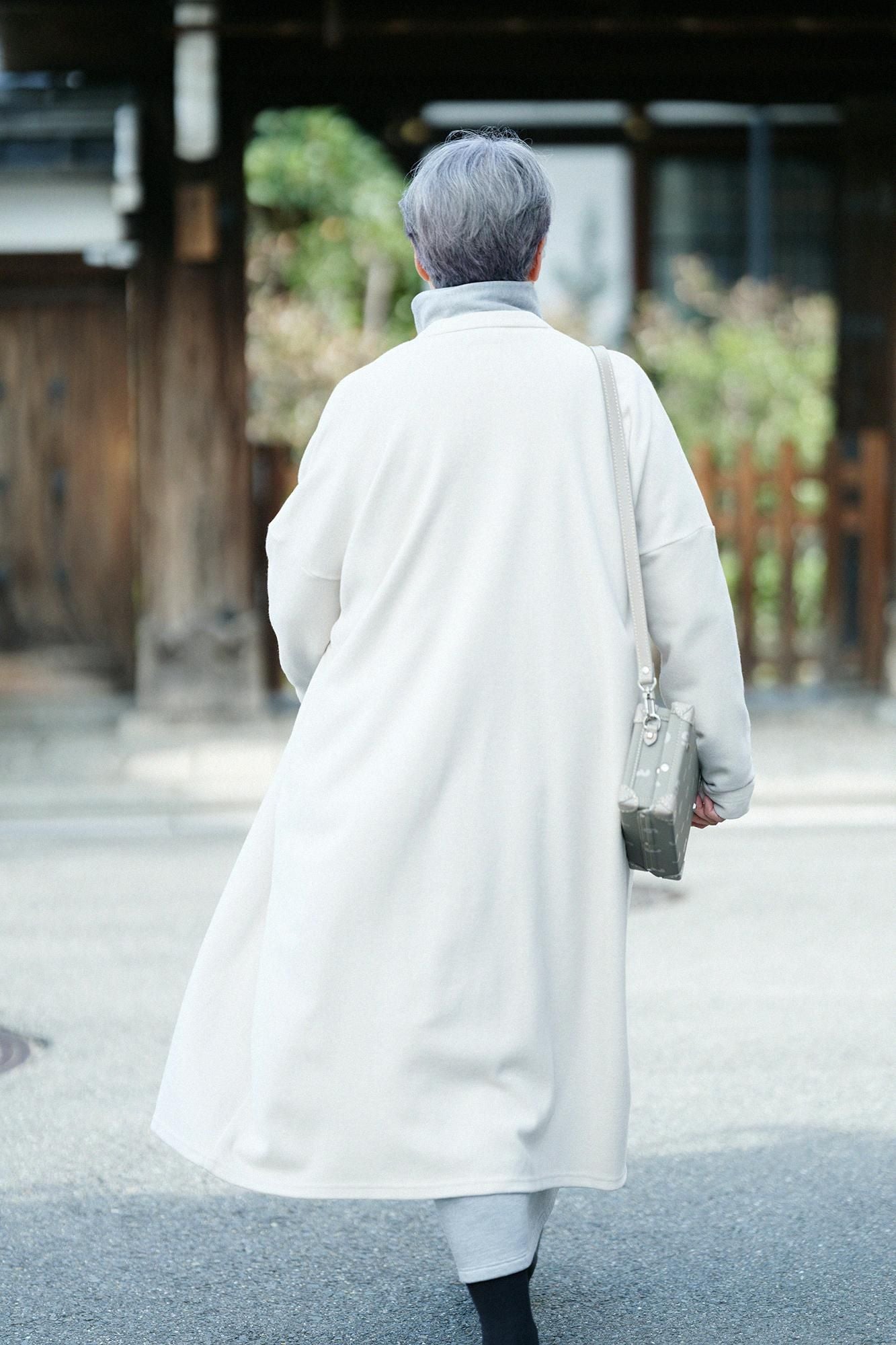 メルトンスムース スタンドカラー ライトコート／灰白色（かいはくしょく）