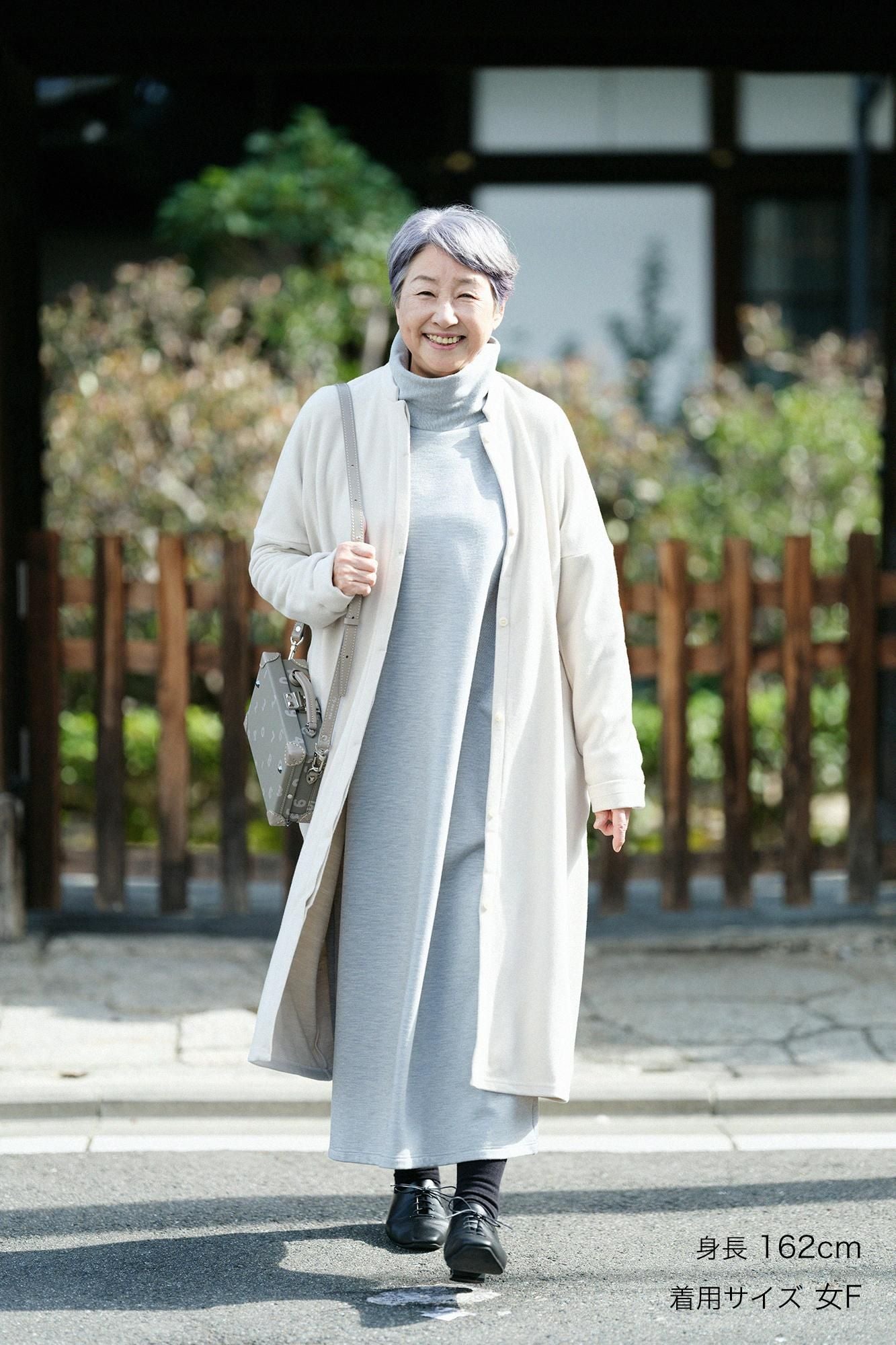 メルトンスムース スタンドカラー ライトコート／灰白色（かいはくしょく）